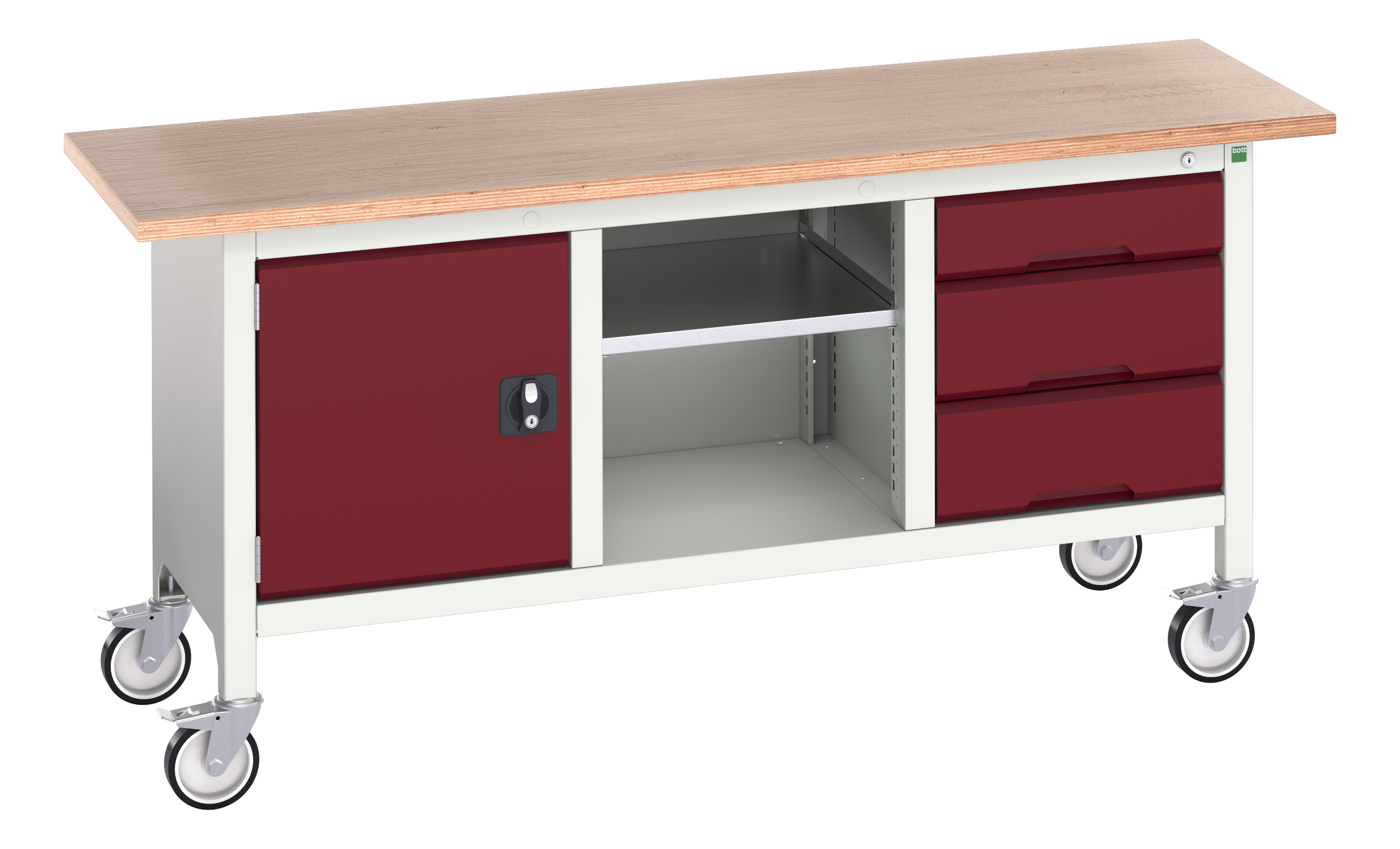 Bott Verso Mobile Storage Bench With Full Cupboard / Open Cupboard / 3 Drawer Cab - 16923220.24