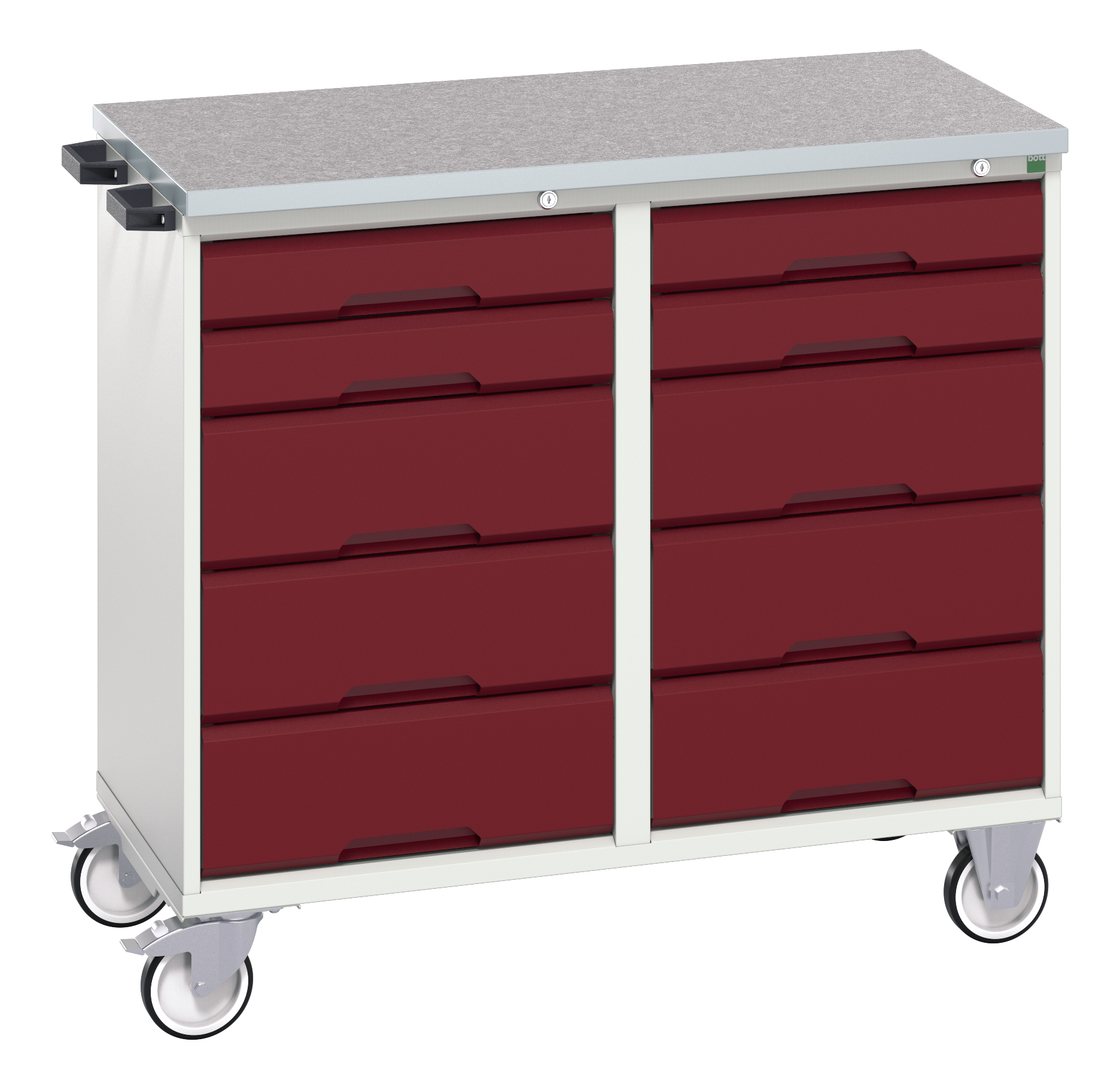 Bott Verso Maintenance Trolley With 10 Drawers & Lino Top - 16927100.24