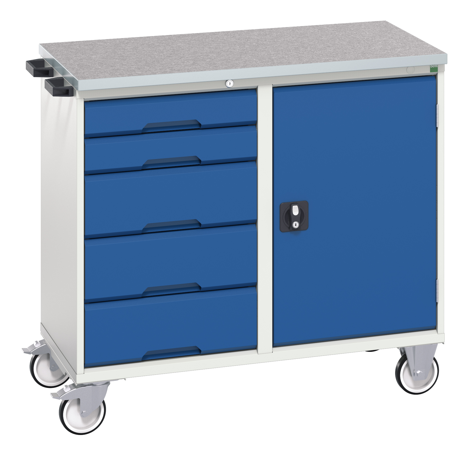 Bott Verso Maintenance Trolley With 5 Drawers / Cupboard & Lino Top - 16927120.11