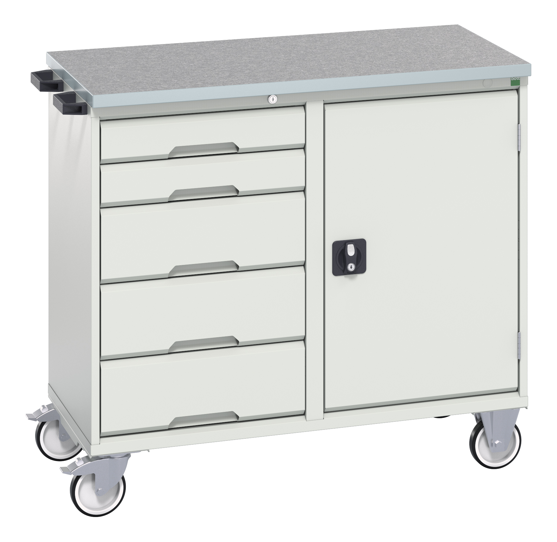 Bott Verso Maintenance Trolley With 5 Drawers / Cupboard & Lino Top - 16927120.16