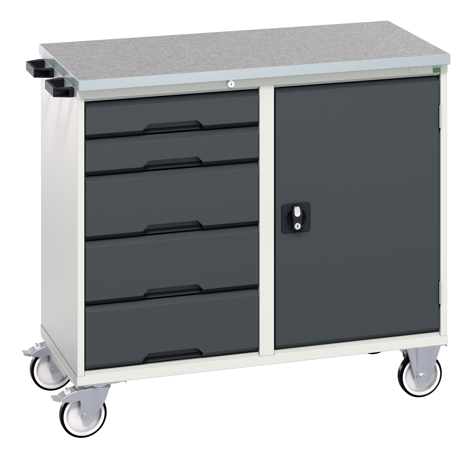 Bott Verso Maintenance Trolley With 5 Drawers / Cupboard & Lino Top - 16927120.19