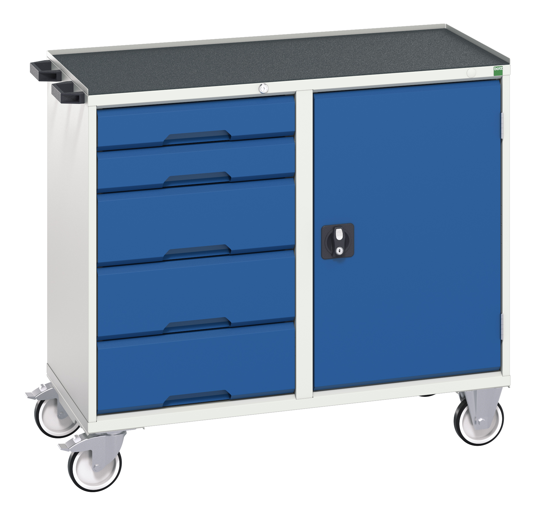 Bott Verso Maintenance Trolley With 5 Drawers / Cupboard & Top Tray With Mat - 16927122.11