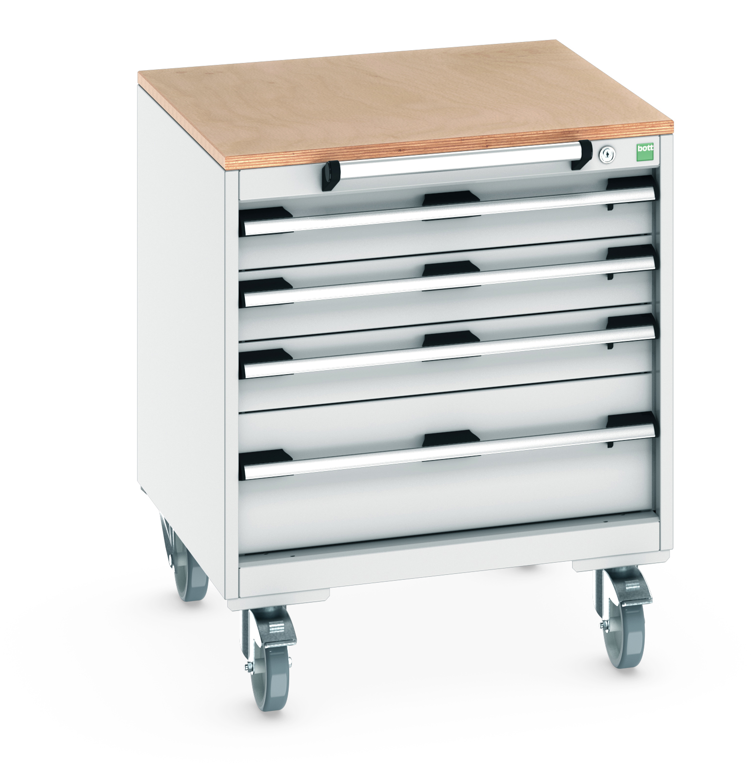 Bott Cubio Mobile Drawer Cabinet With 4 Drawers & Multiplex Worktop - 40402143.16V