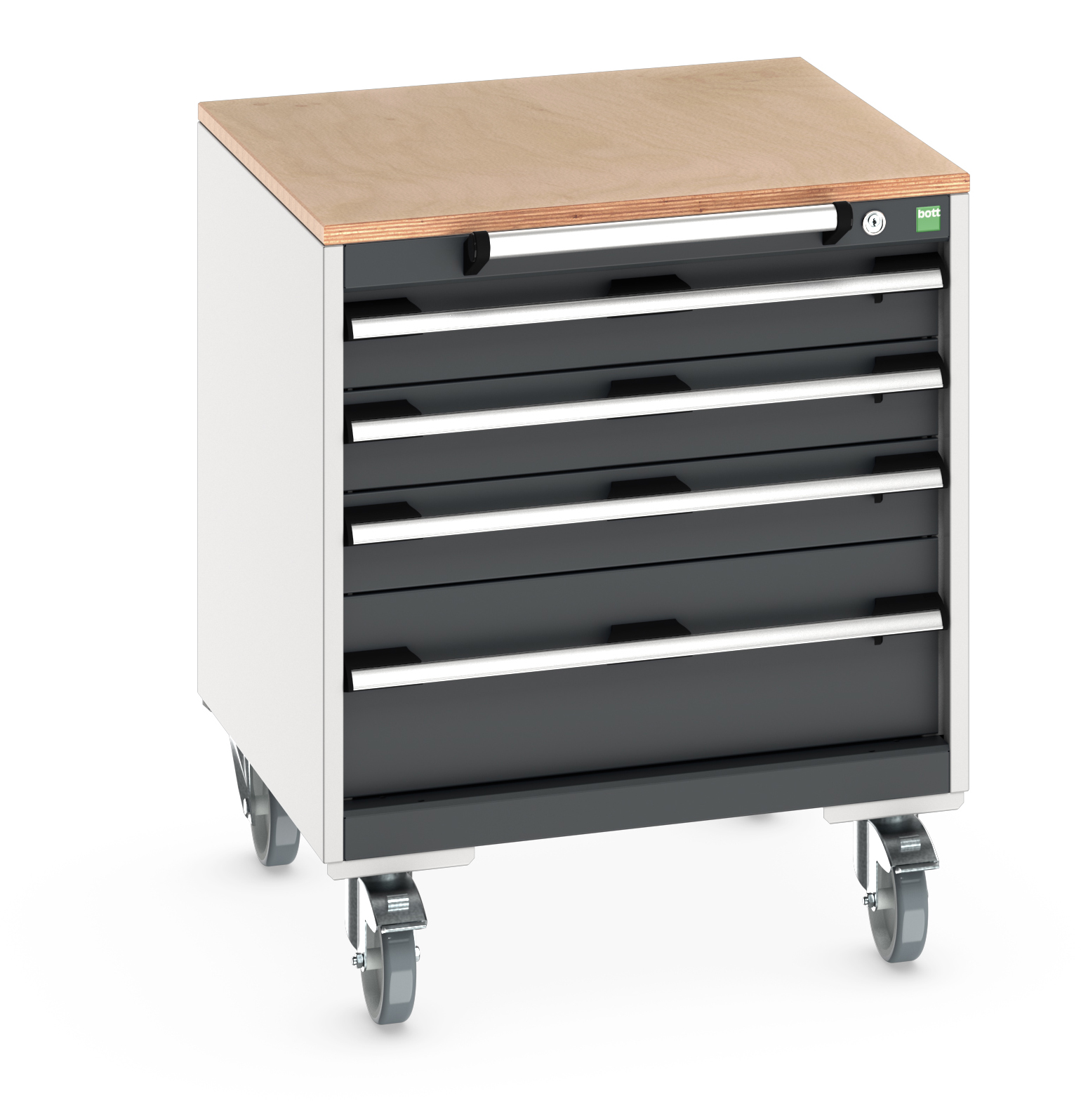 Bott Cubio Mobile Drawer Cabinet With 4 Drawers & Multiplex Worktop - 40402143.19V