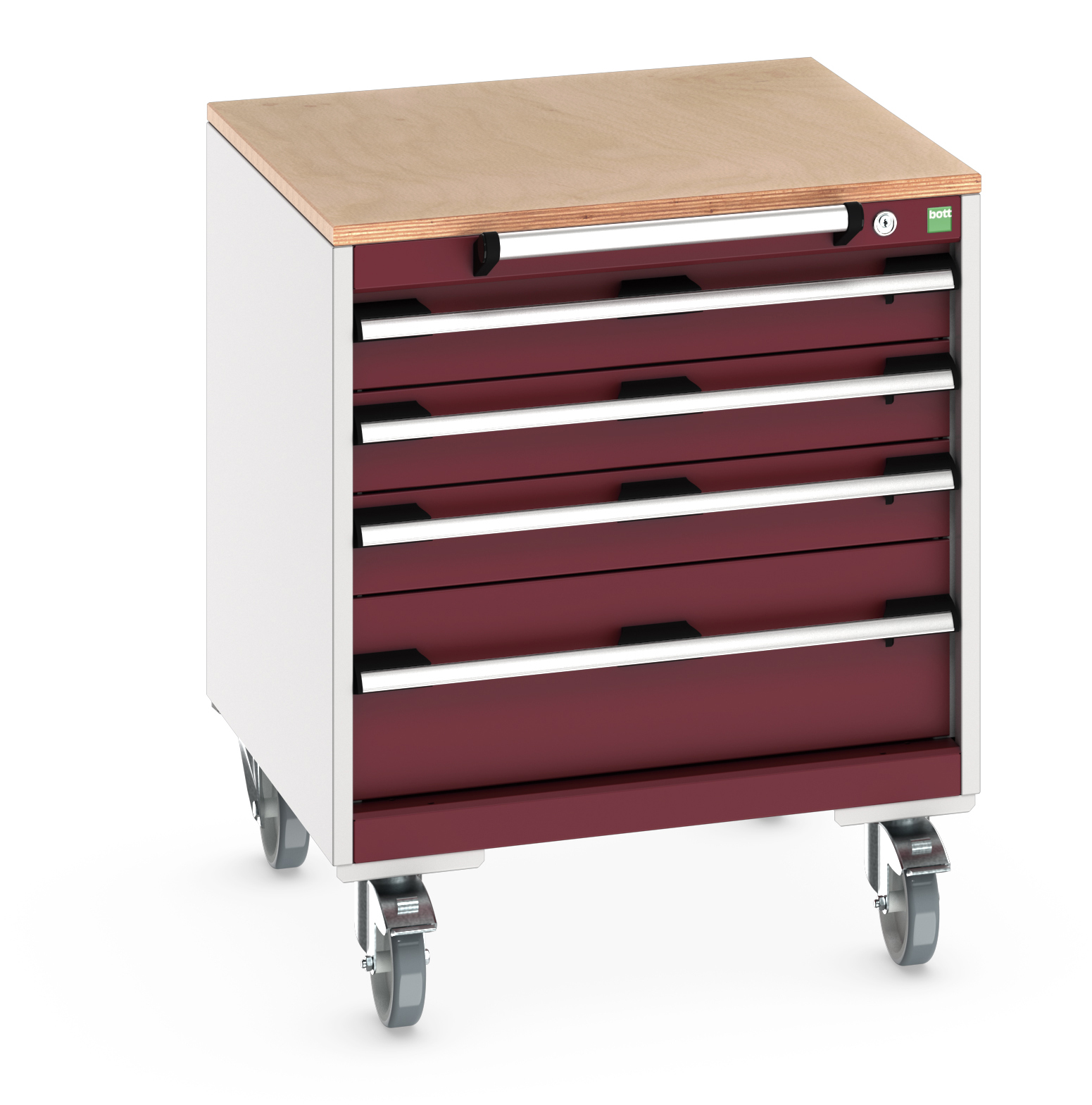 Bott Cubio Mobile Drawer Cabinet With 4 Drawers & Multiplex Worktop - 40402143.24V