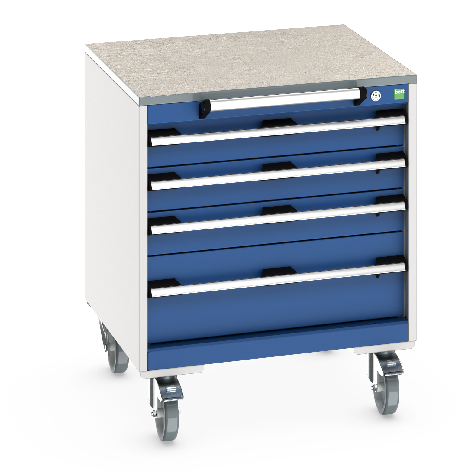 Bott Cubio Mobile Drawer Cabinet With 4 Drawers & Lino Worktop - 40402144.11V