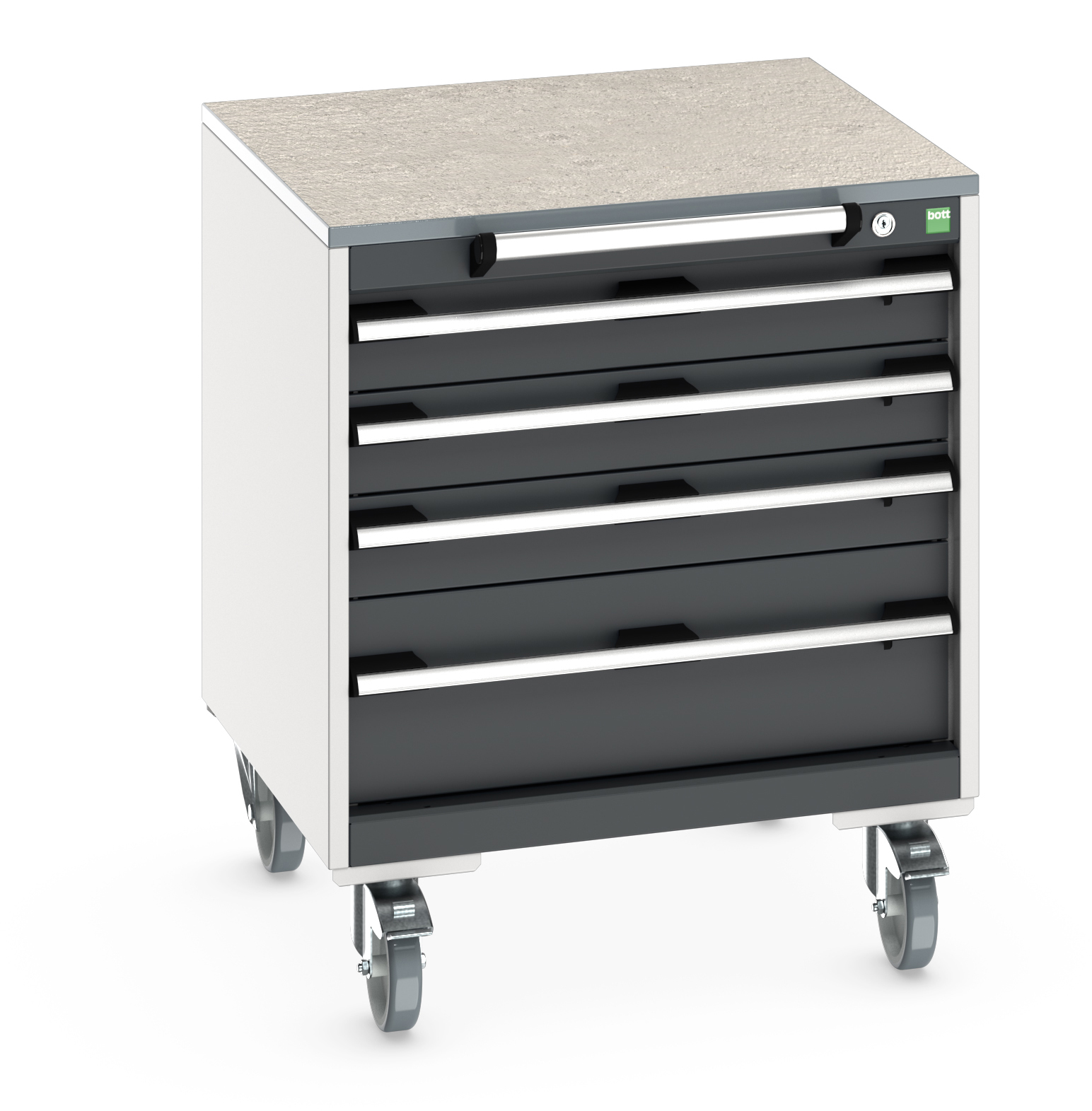 Bott Cubio Mobile Drawer Cabinet With 4 Drawers & Lino Worktop - 40402144.19V