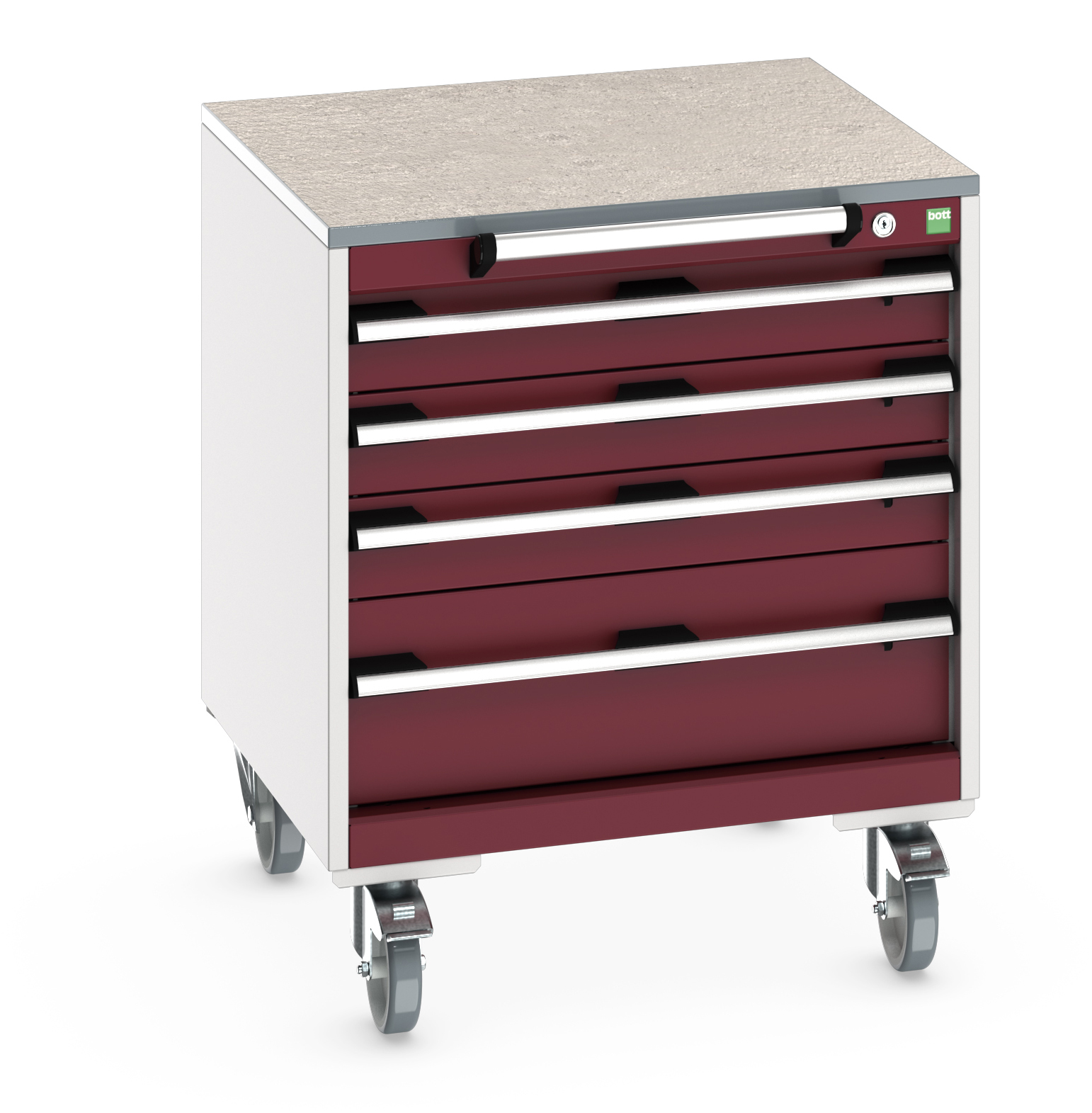 Bott Cubio Mobile Drawer Cabinet With 4 Drawers & Lino Worktop - 40402144.24V