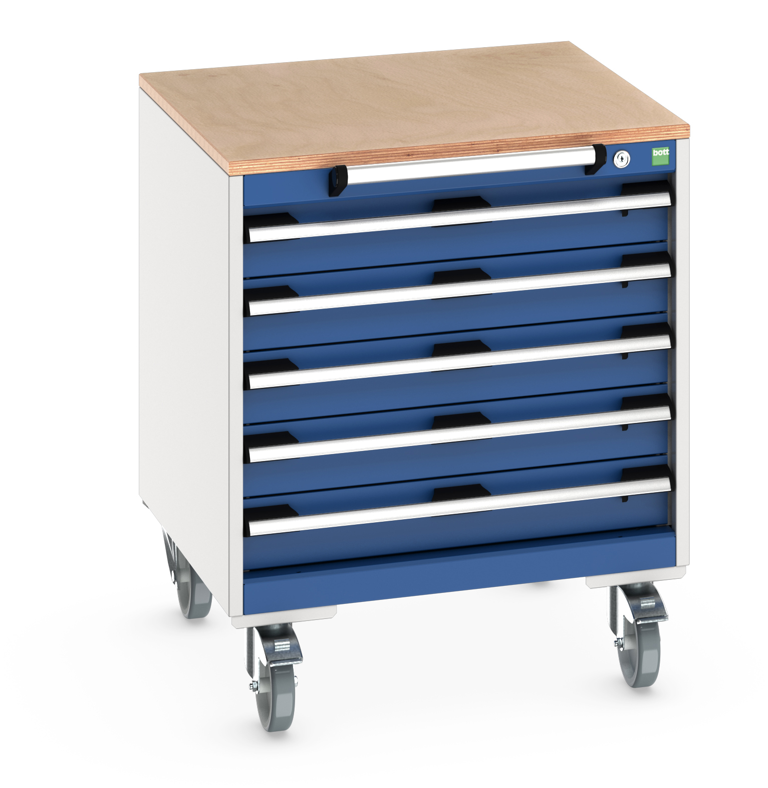 Bott Cubio Mobile Drawer Cabinet With 5 Drawers & Multiplex Worktop - 40402145.11V