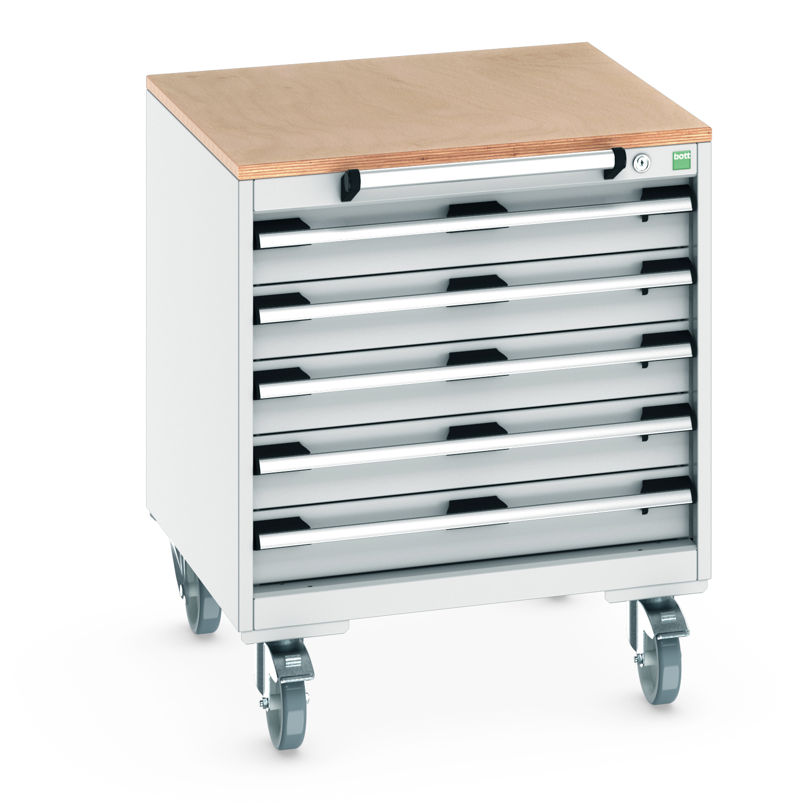 Bott Cubio Mobile Drawer Cabinet With 5 Drawers & Multiplex Worktop - 40402145.16V