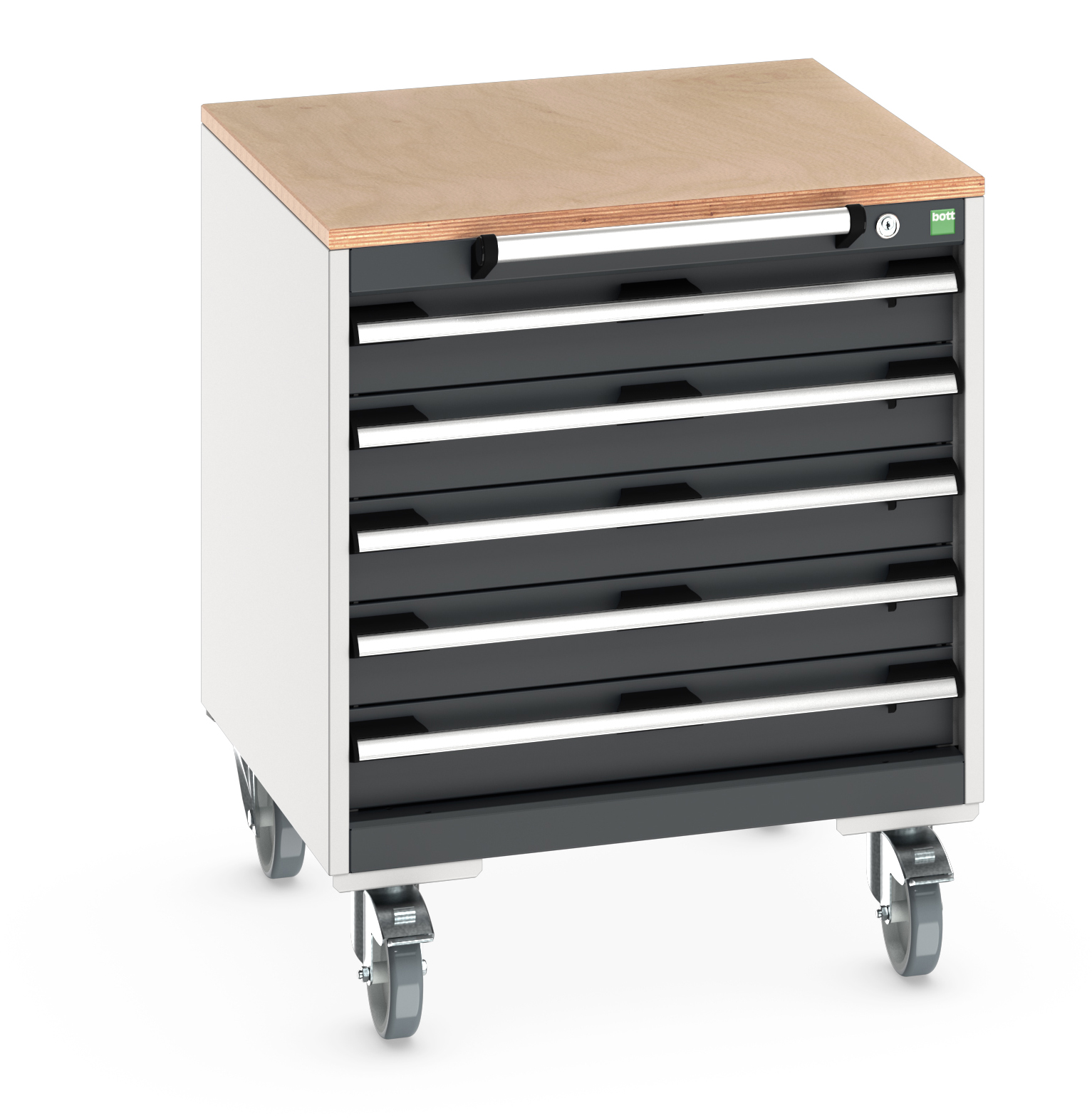 Bott Cubio Mobile Drawer Cabinet With 5 Drawers & Multiplex Worktop - 40402145.19V