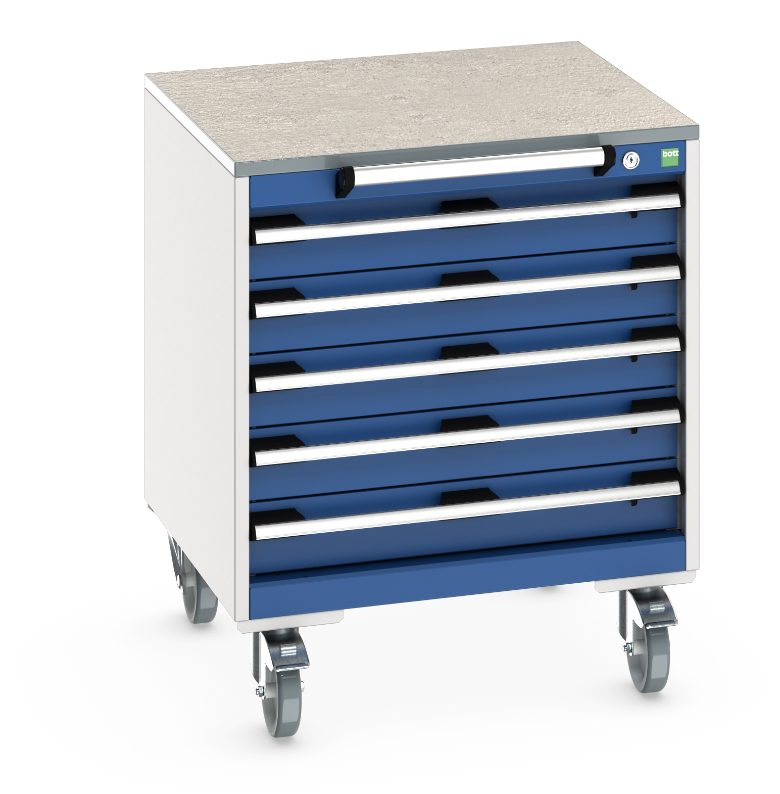 Bott Cubio Mobile Drawer Cabinet With 5 Drawers & Lino Worktop - 40402146.11V