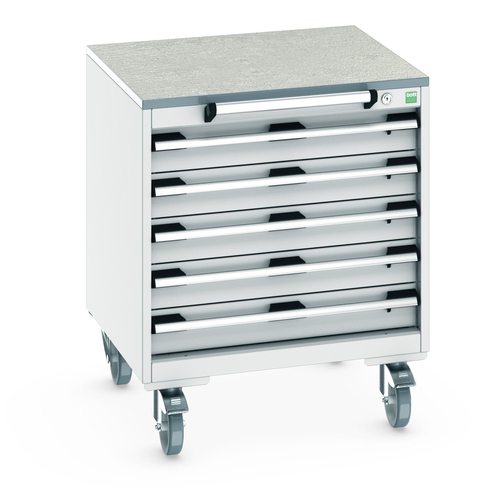 Bott Cubio Mobile Drawer Cabinet With 5 Drawers & Lino Worktop - 40402146.16V