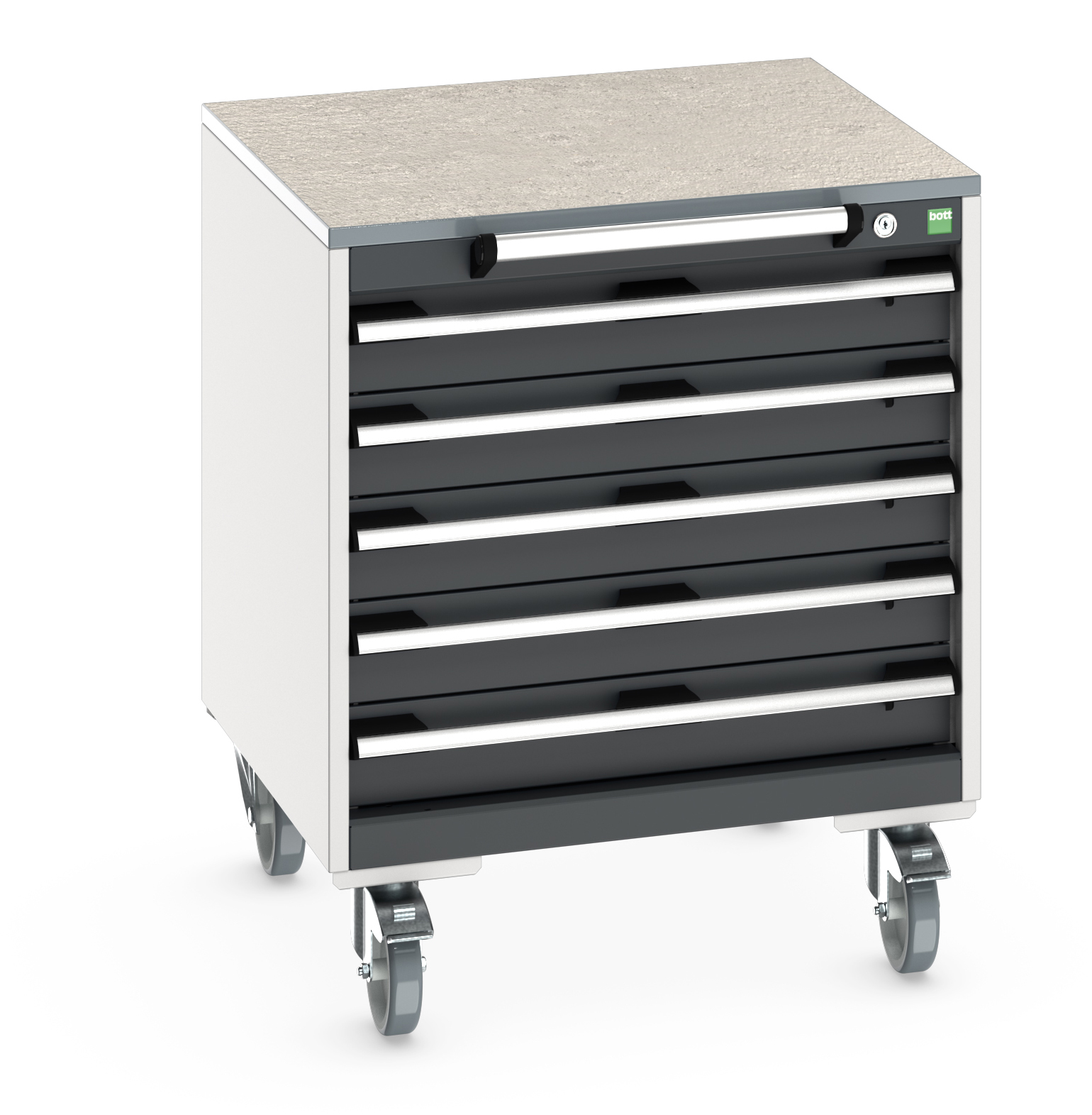 Bott Cubio Mobile Drawer Cabinet With 5 Drawers & Lino Worktop - 40402146.19V