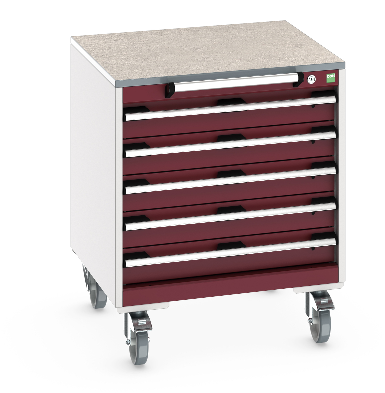 Bott Cubio Mobile Drawer Cabinet With 5 Drawers & Lino Worktop - 40402146.24V