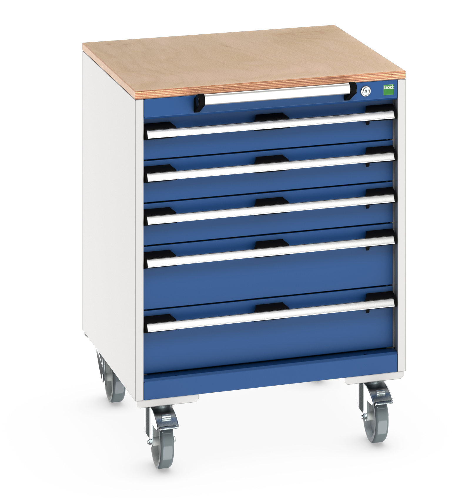 Bott Cubio Mobile Drawer Cabinet With 5 Drawers & Multiplex Worktop - 40402147.11V