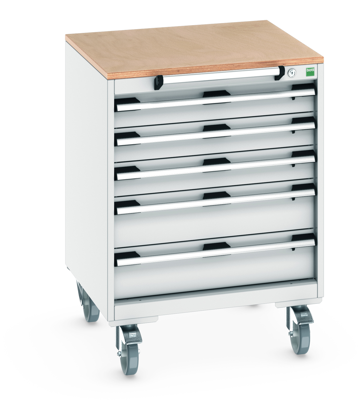 Bott Cubio Mobile Drawer Cabinet With 5 Drawers & Multiplex Worktop - 40402147.16V