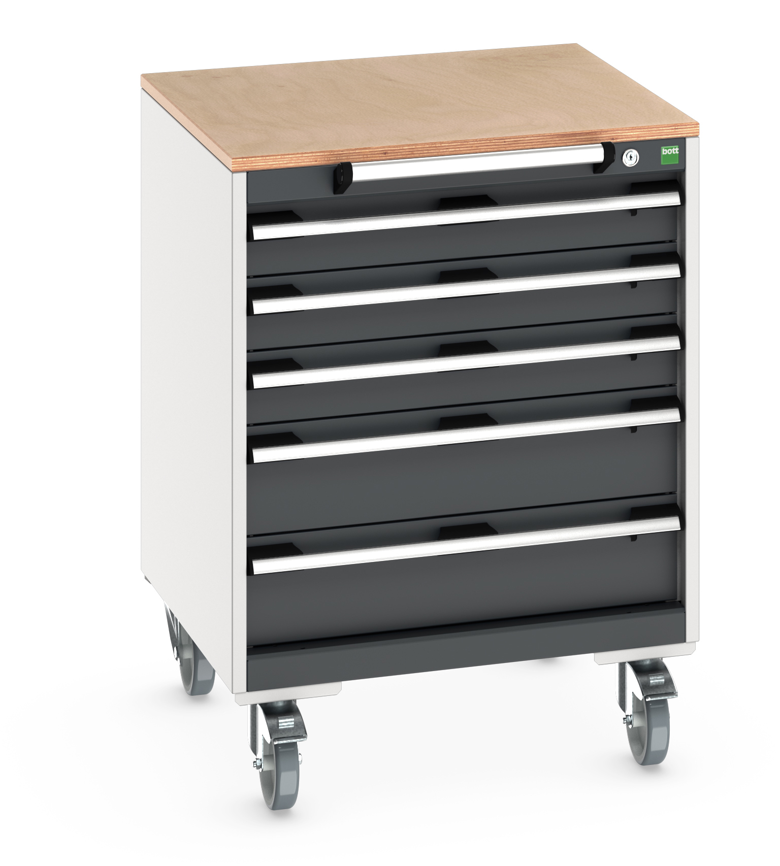 Bott Cubio Mobile Drawer Cabinet With 5 Drawers & Multiplex Worktop - 40402147.19V