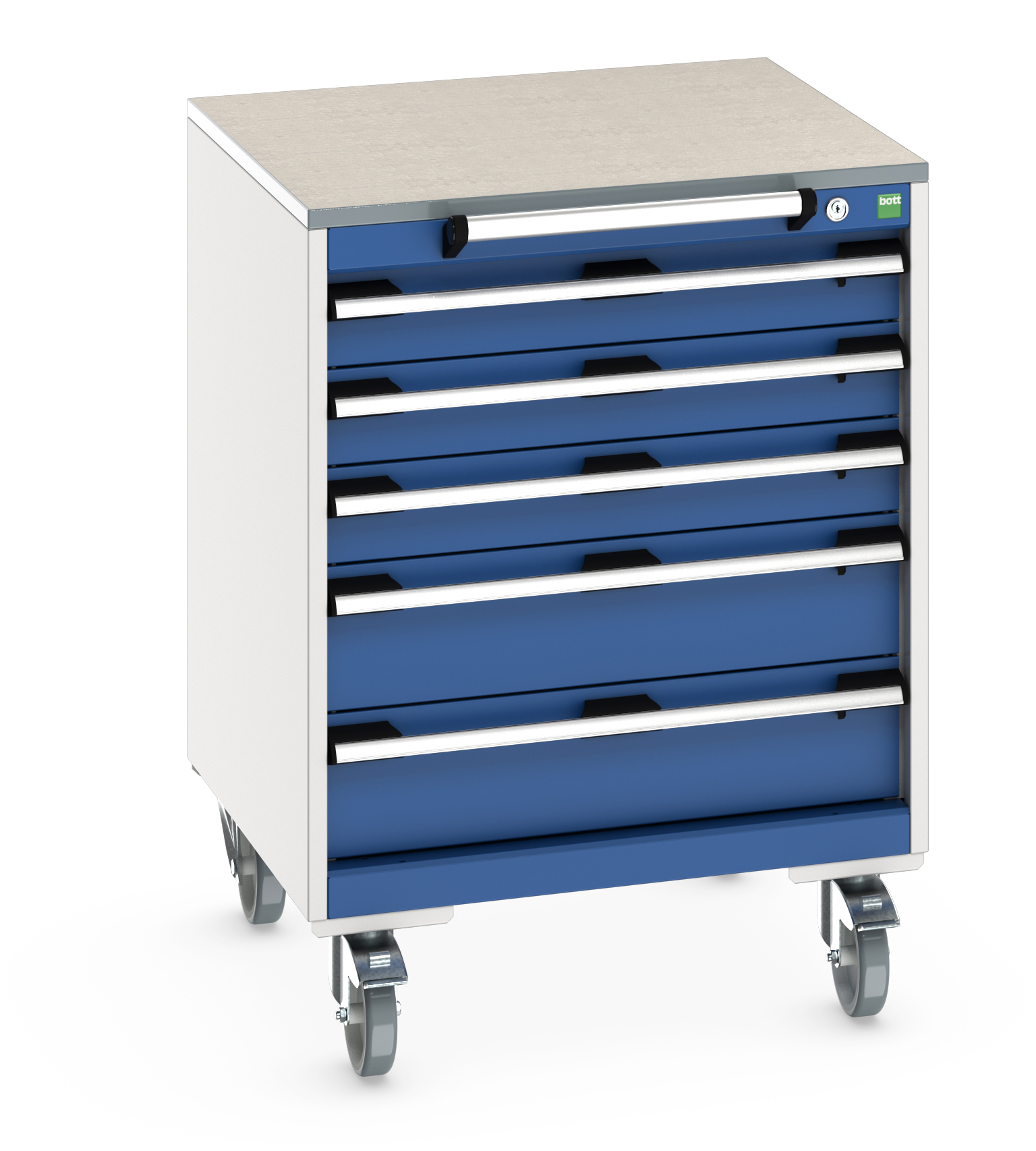 Bott Cubio Mobile Drawer Cabinet With 5 Drawers & Lino Worktop - 40402148.11V
