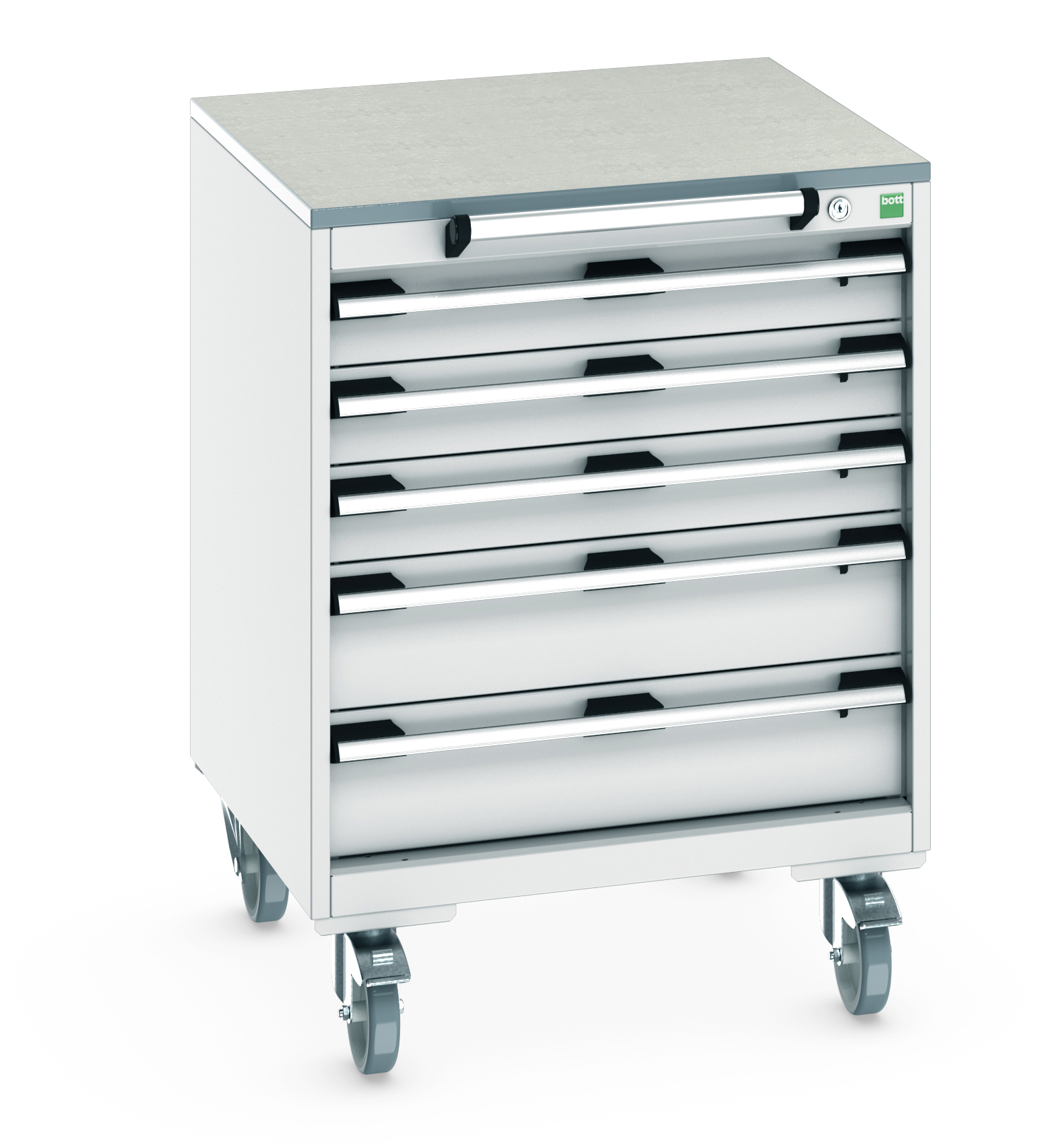 Bott Cubio Mobile Drawer Cabinet With 5 Drawers & Lino Worktop - 40402148.16V