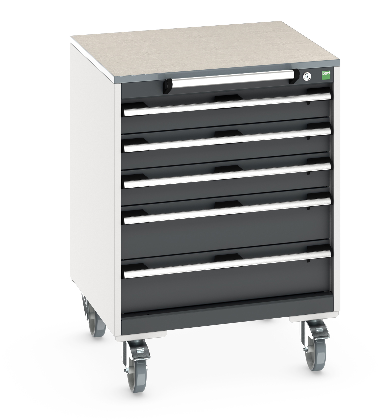 Bott Cubio Mobile Drawer Cabinet With 5 Drawers & Lino Worktop - 40402148.19V