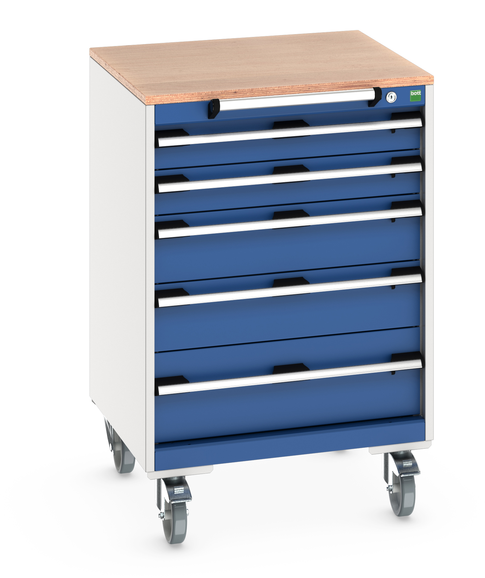 Bott Cubio Mobile Drawer Cabinet With 5 Drawers & Multiplex Worktop - 40402149.11V