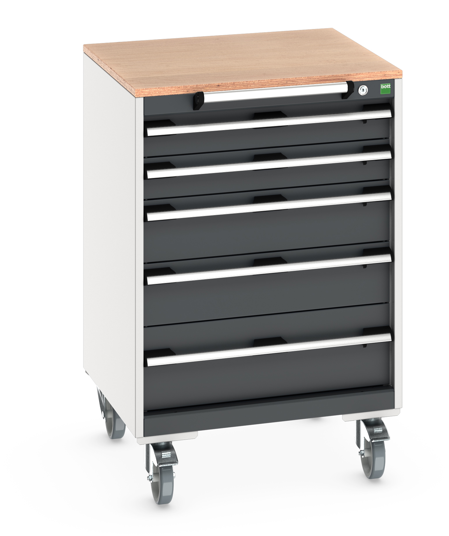 Bott Cubio Mobile Drawer Cabinet With 5 Drawers & Multiplex Worktop - 40402149.19V
