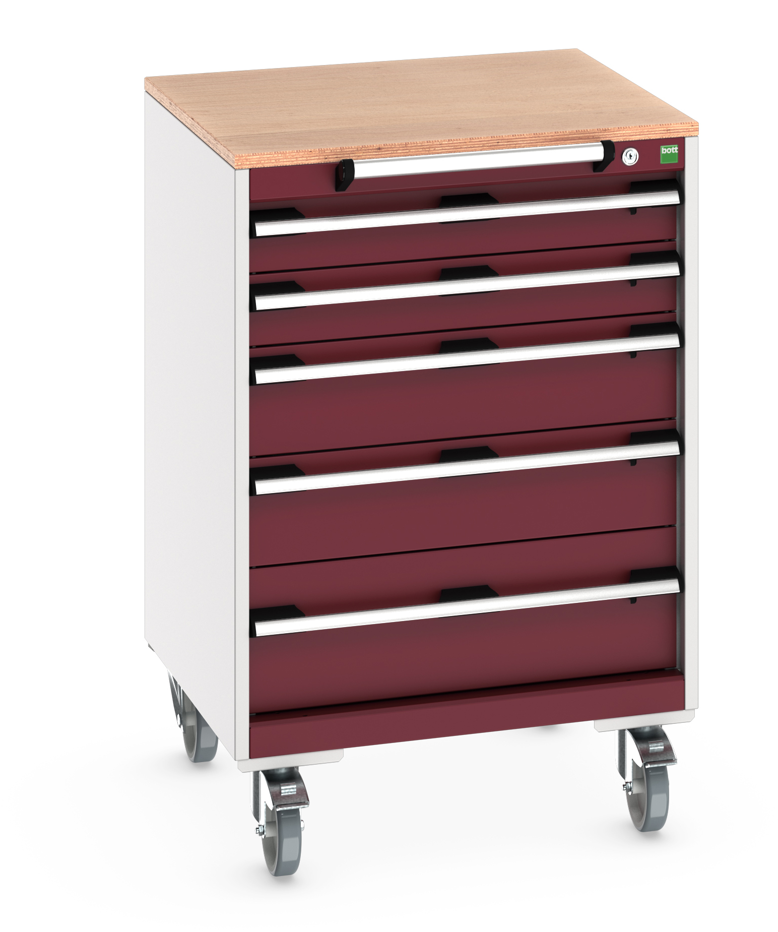 Bott Cubio Mobile Drawer Cabinet With 5 Drawers & Multiplex Worktop - 40402149.24V
