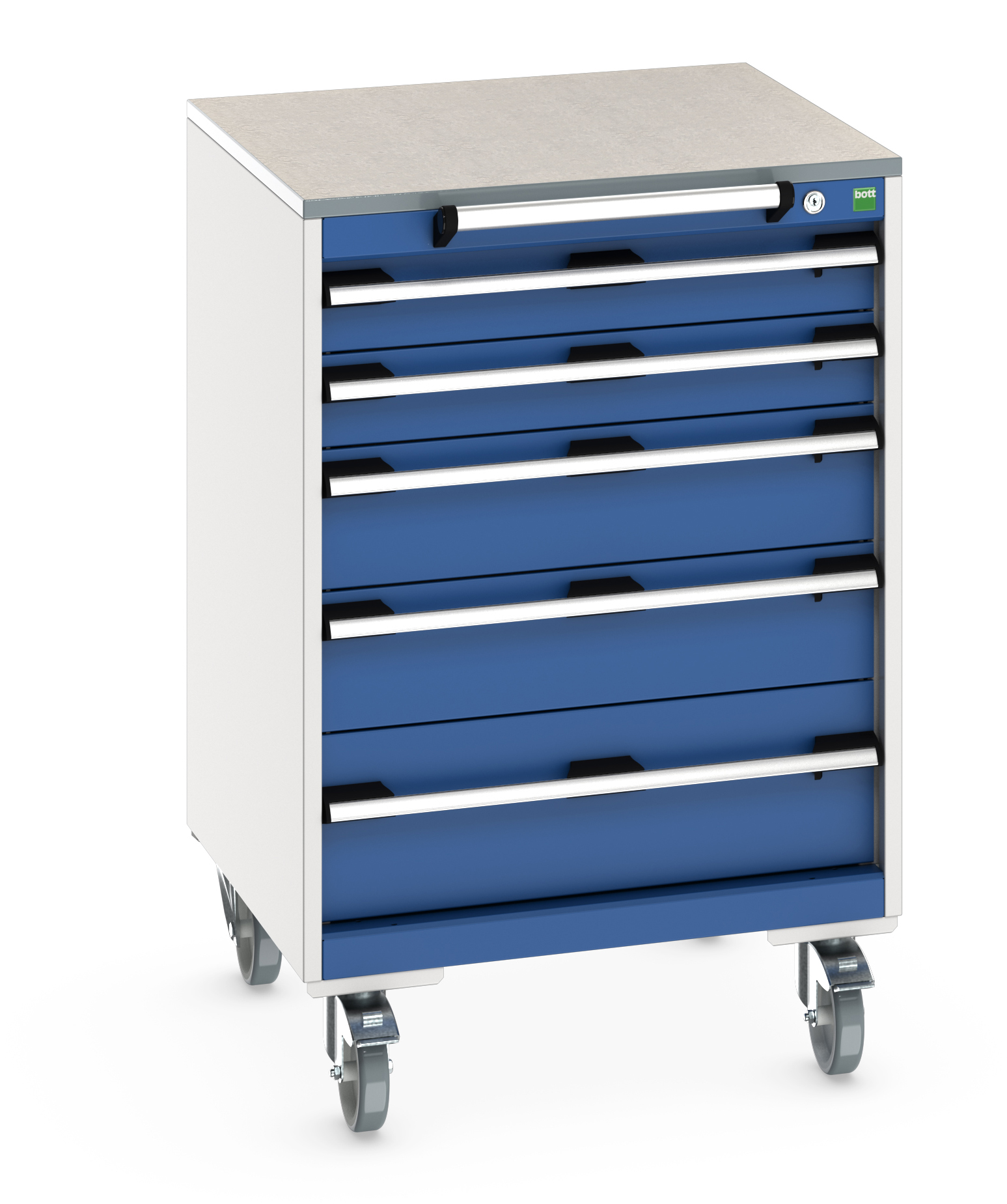 Bott Cubio Mobile Drawer Cabinet With 5 Drawers & Lino Worktop - 40402150.11V
