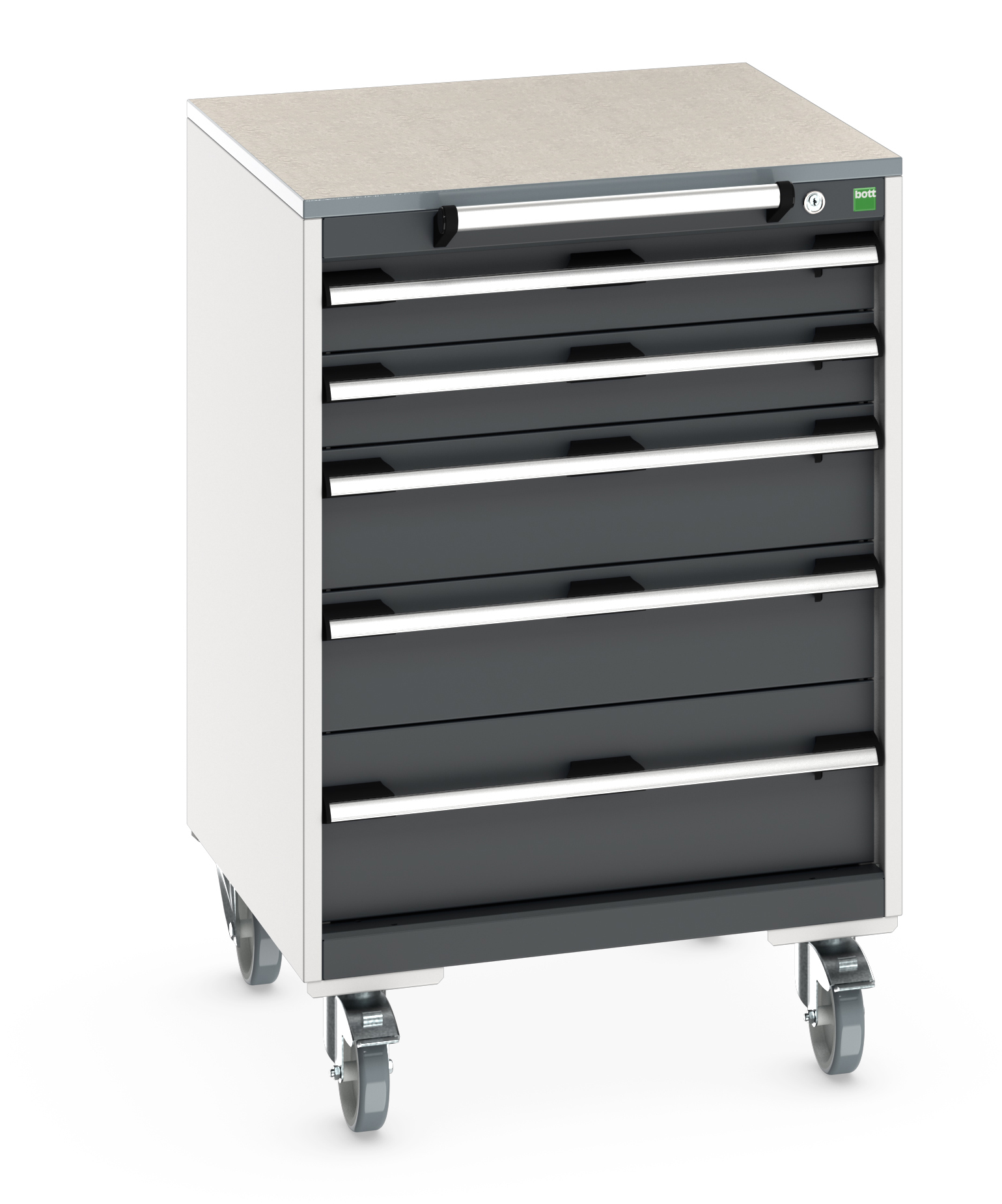Bott Cubio Mobile Drawer Cabinet With 5 Drawers & Lino Worktop - 40402150.19V