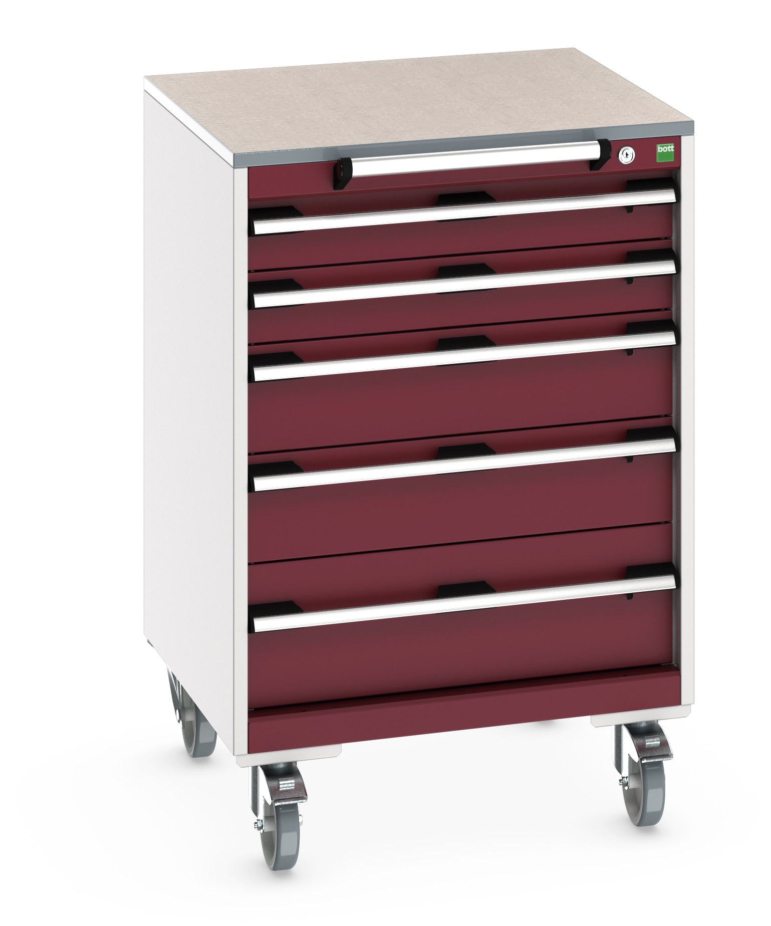 Bott Cubio Mobile Drawer Cabinet With 5 Drawers & Lino Worktop - 40402150.24V