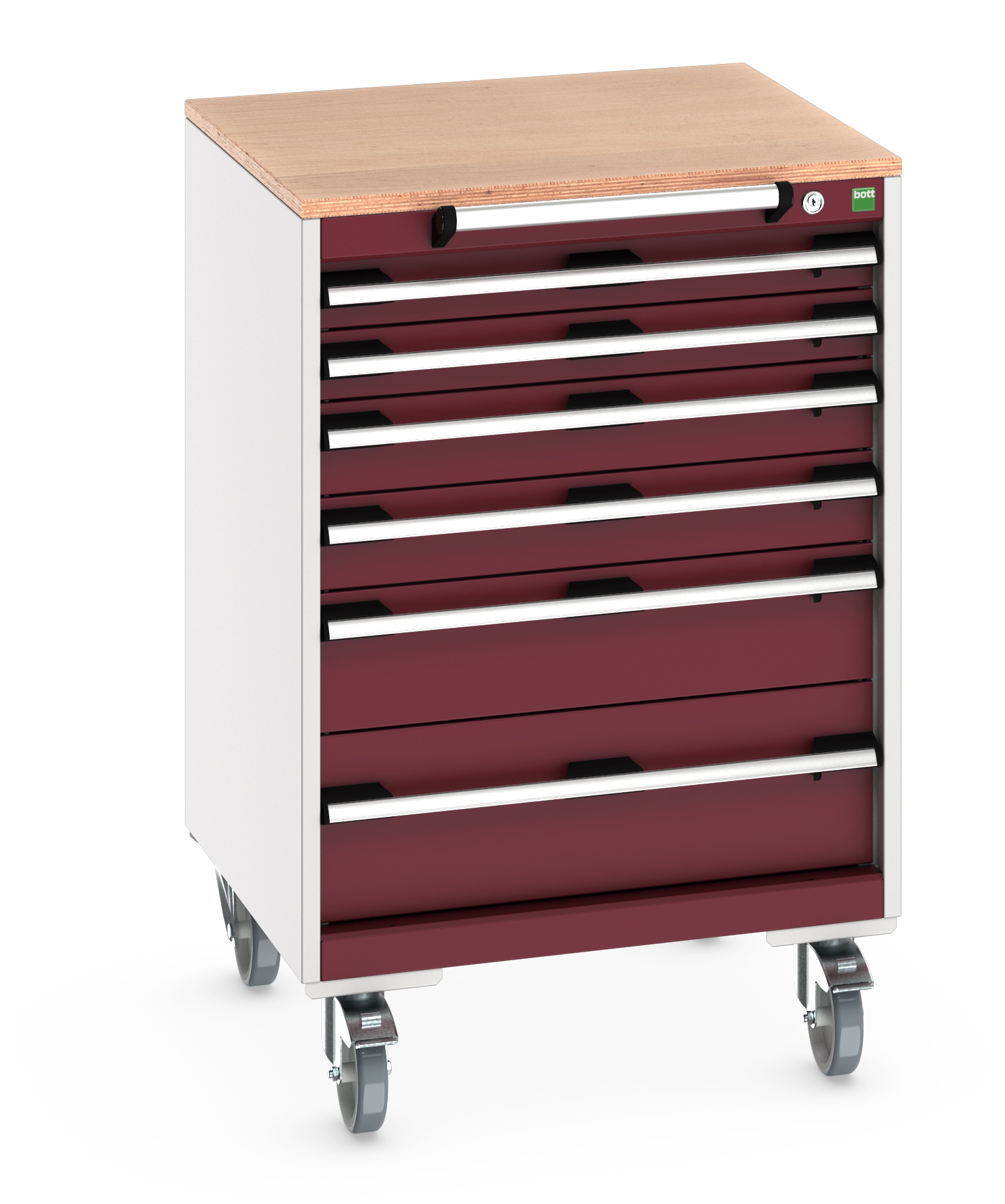 Bott Cubio Mobile Drawer Cabinet With 6 Drawers & Multiplex Worktop - 40402151.24V