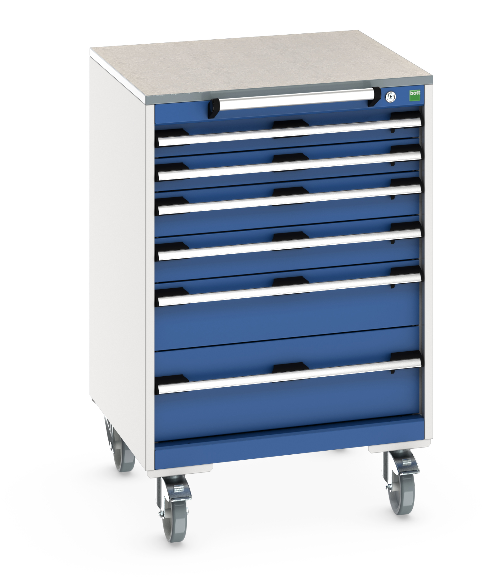 Bott Cubio Mobile Drawer Cabinet With 6 Drawers & Lino Worktop - 40402152.11V