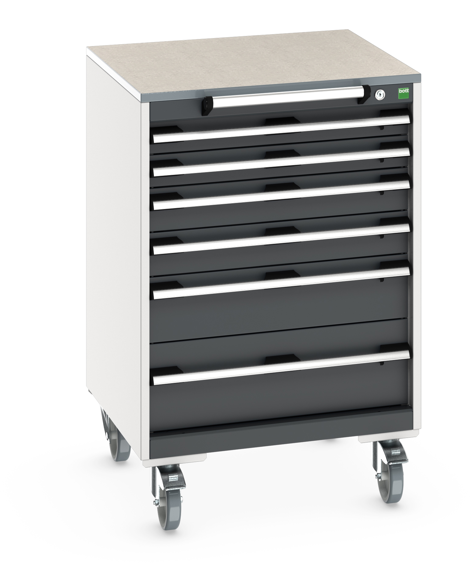 Bott Cubio Mobile Drawer Cabinet With 6 Drawers & Lino Worktop - 40402152.19V