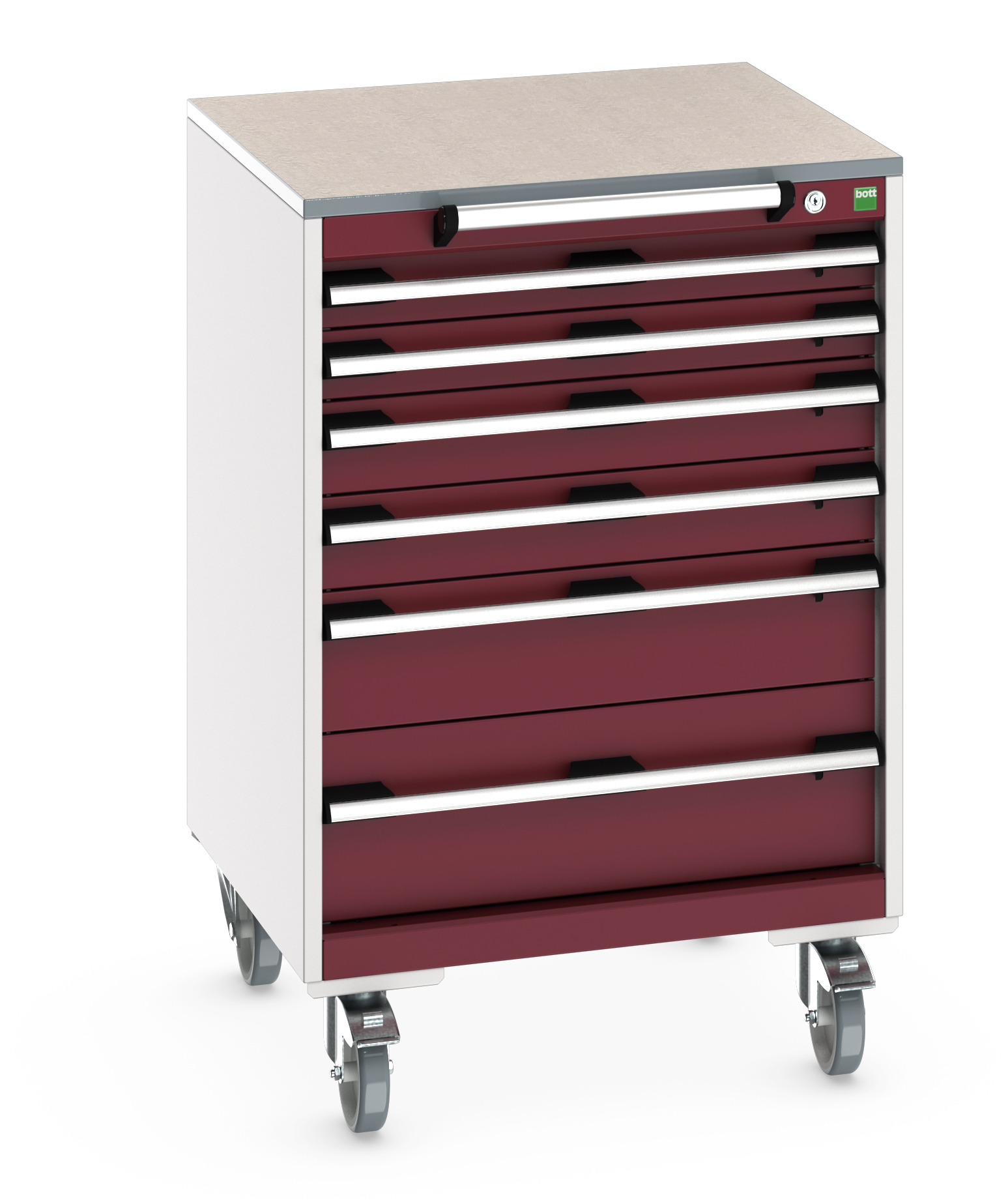 Bott Cubio Mobile Drawer Cabinet With 6 Drawers & Lino Worktop - 40402152.24V