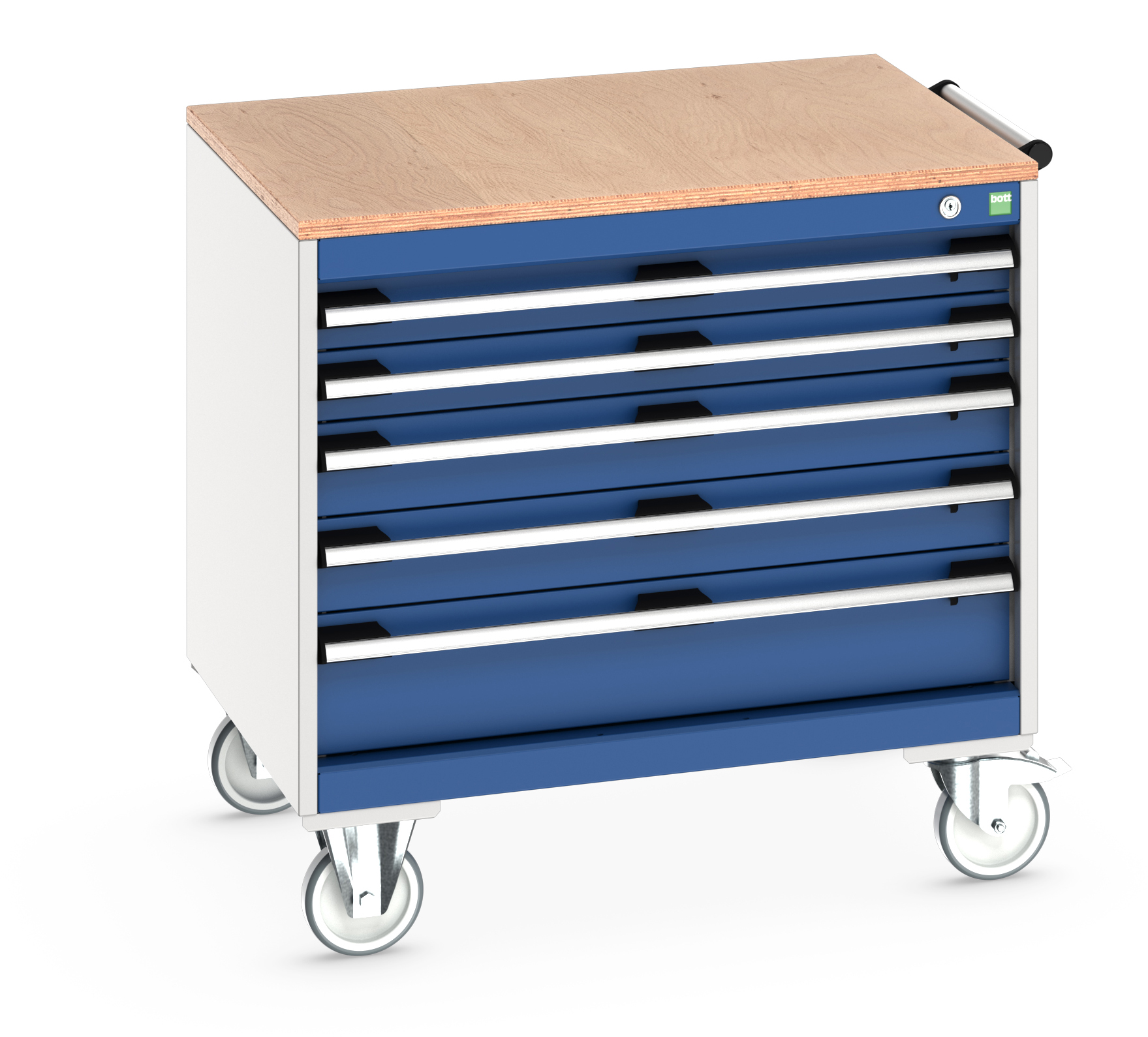 Bott Cubio Mobile Drawer Cabinet With 5 Drawers & Multiplex Worktop - 40402153.11V