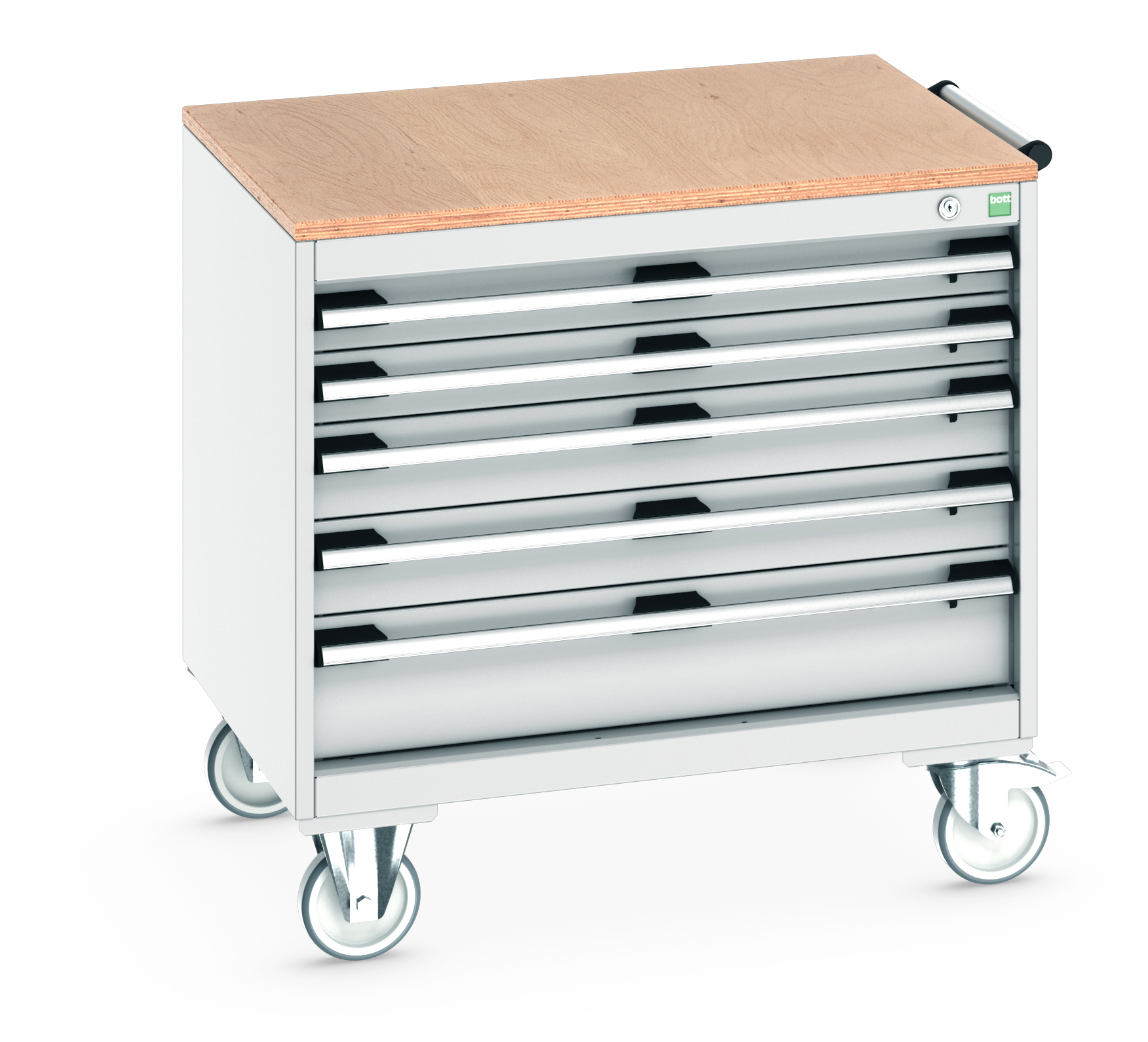 Bott Cubio Mobile Drawer Cabinet With 5 Drawers & Multiplex Worktop - 40402153.16V