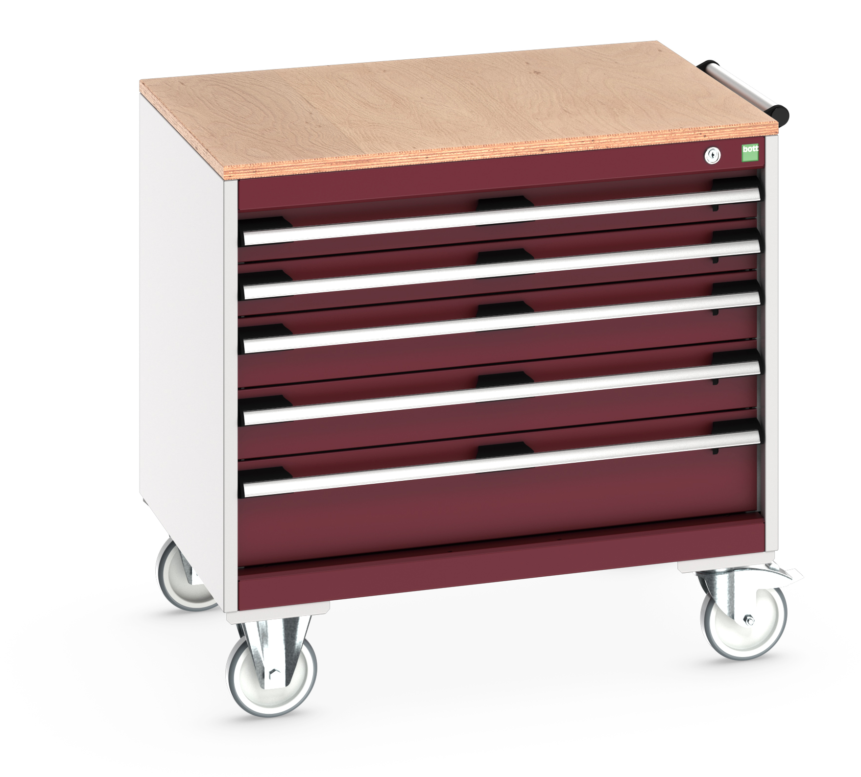 Bott Cubio Mobile Drawer Cabinet With 5 Drawers & Multiplex Worktop - 40402153.24V