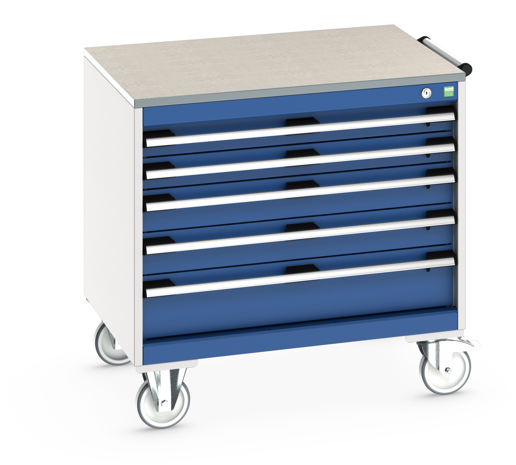Bott Cubio Mobile Drawer Cabinet With 5 Drawers & Lino Worktop - 40402154.11V