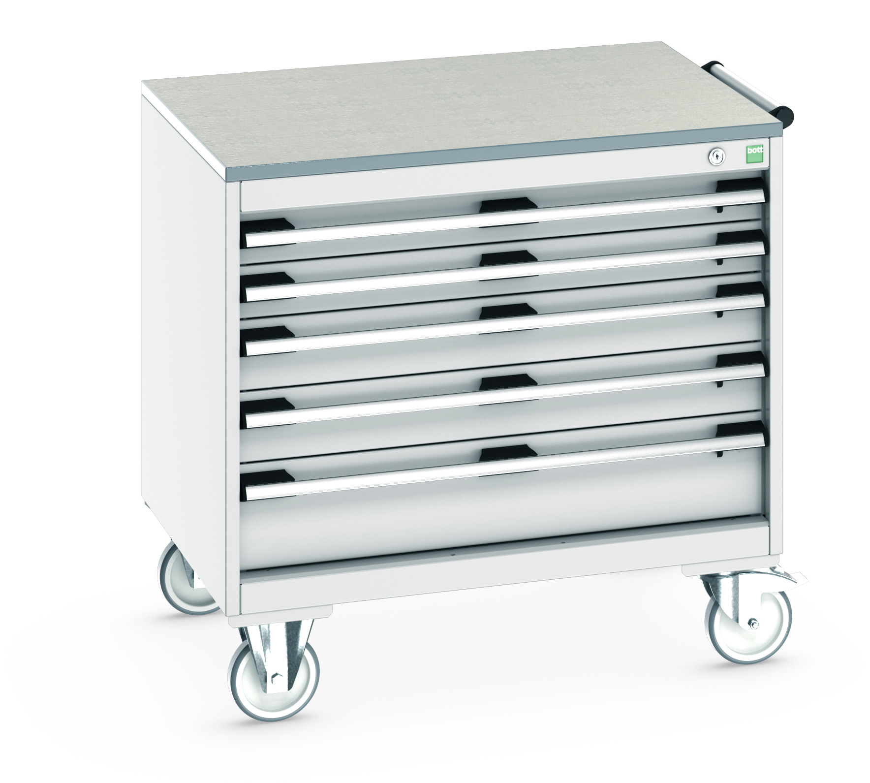 Bott Cubio Mobile Drawer Cabinet With 5 Drawers & Lino Worktop - 40402154.16V