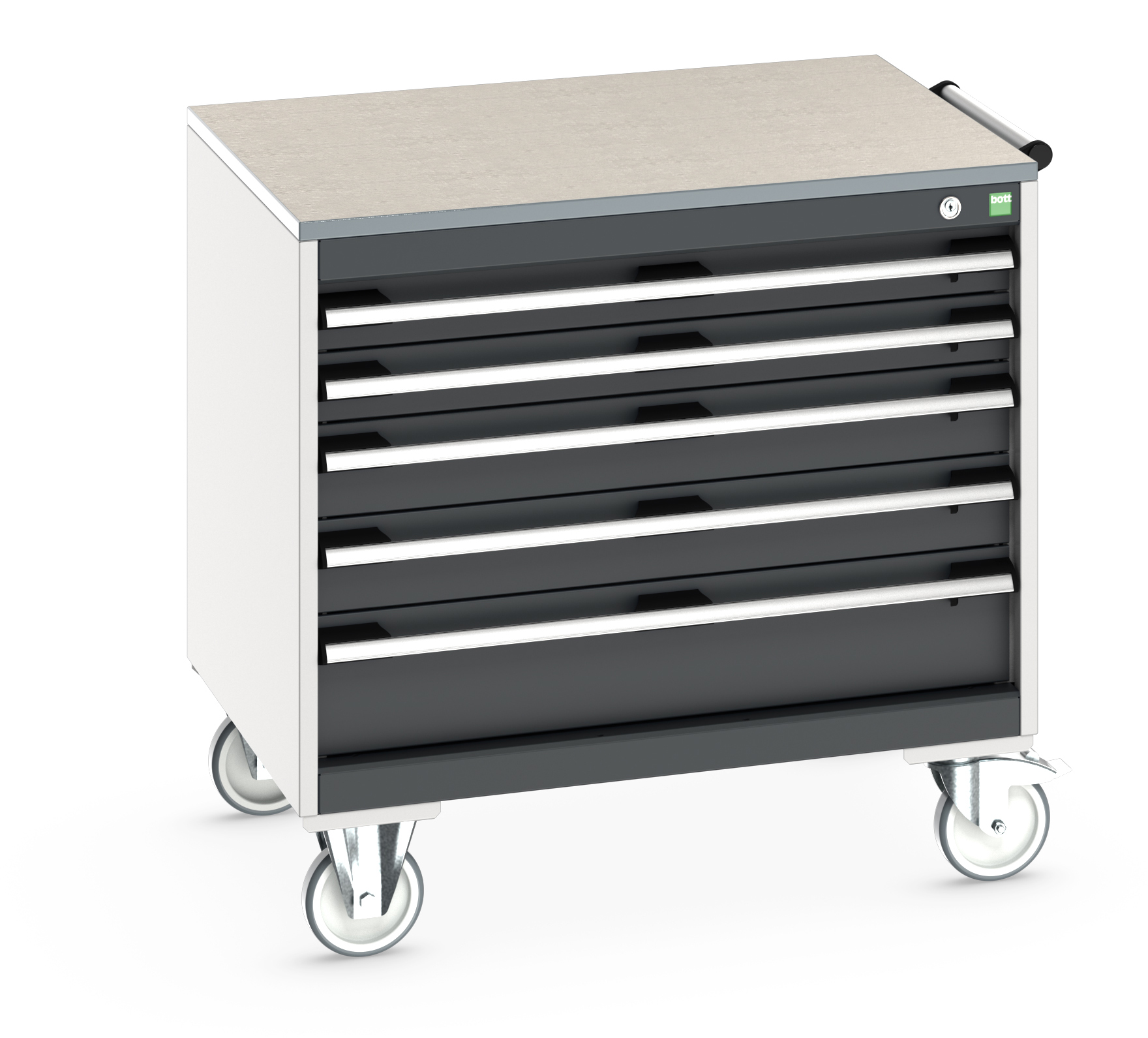 Bott Cubio Mobile Drawer Cabinet With 5 Drawers & Lino Worktop - 40402154.19V