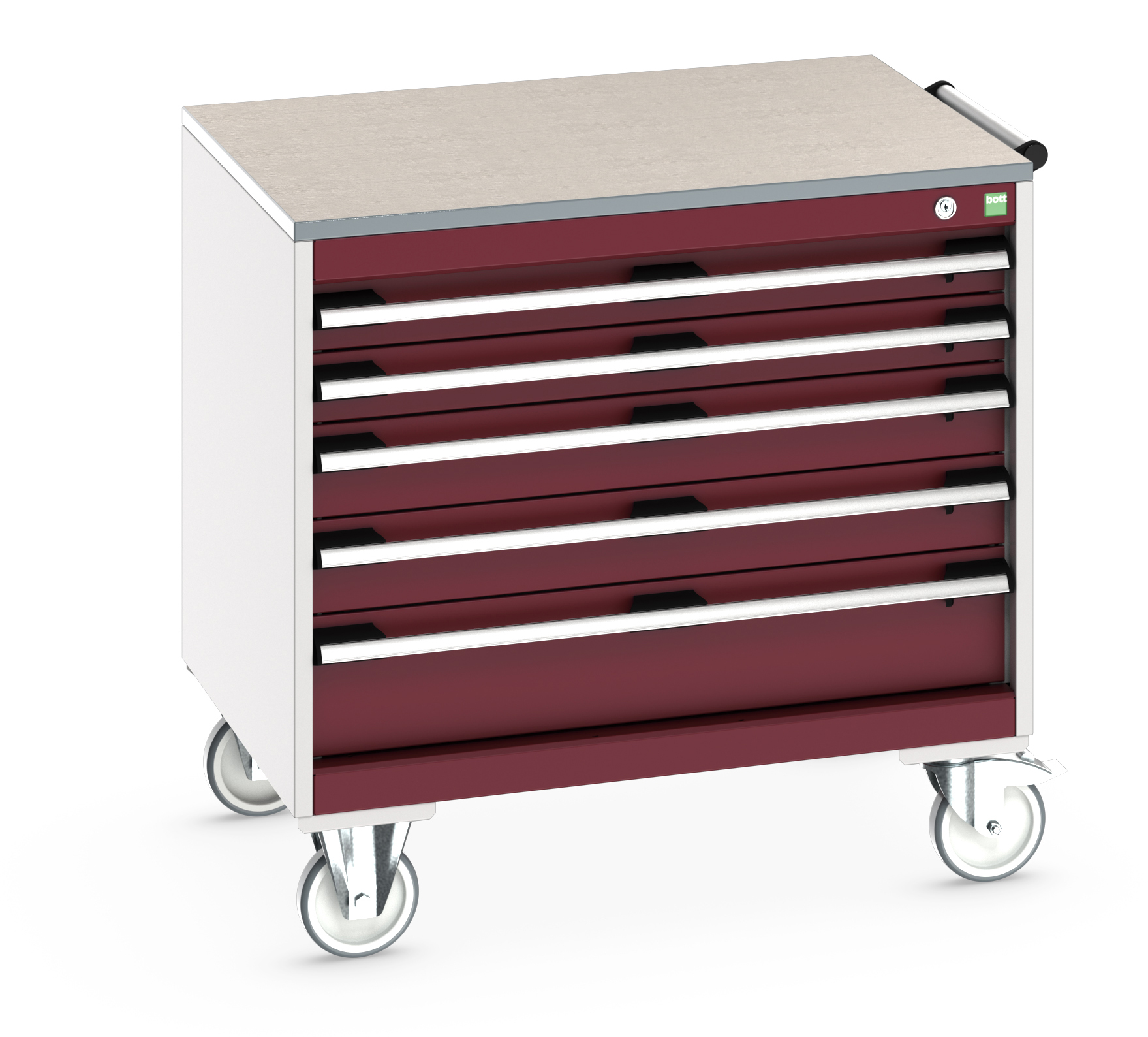 Bott Cubio Mobile Drawer Cabinet With 5 Drawers & Lino Worktop - 40402154.24V