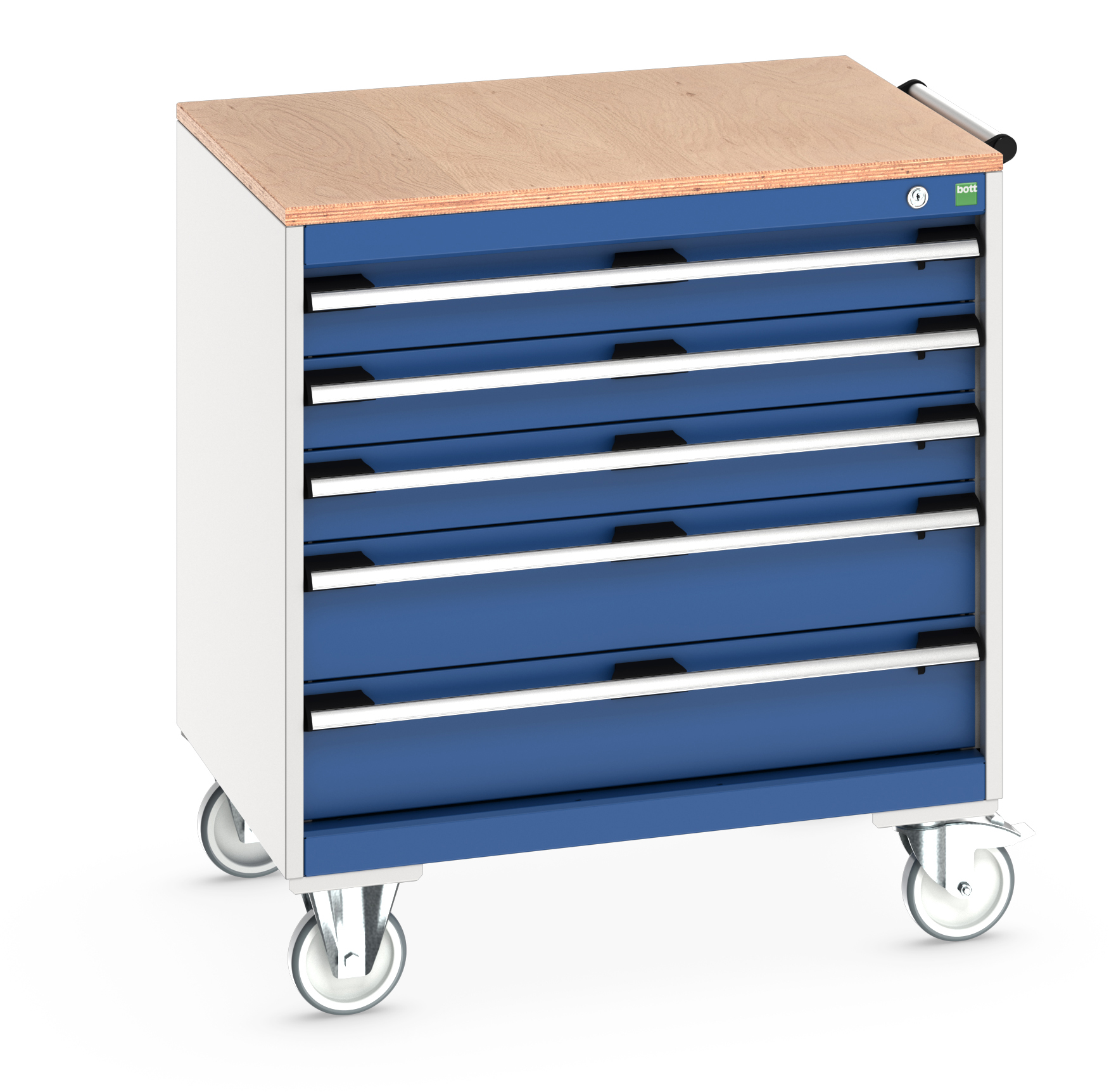 Bott Cubio Mobile Drawer Cabinet With 5 Drawers & Multiplex Worktop - 40402155.11V