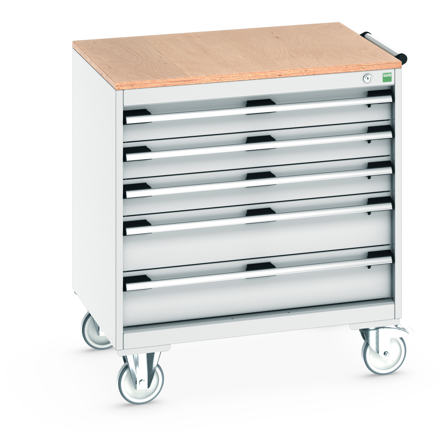 Bott Cubio Mobile Drawer Cabinet With 5 Drawers & Multiplex Worktop - 40402155.16V