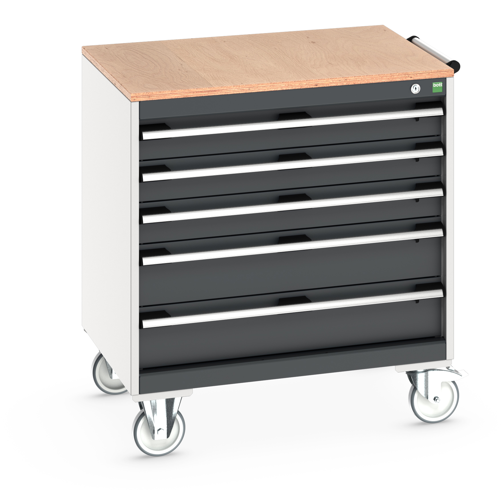 Bott Cubio Mobile Drawer Cabinet With 5 Drawers & Multiplex Worktop - 40402155.19V
