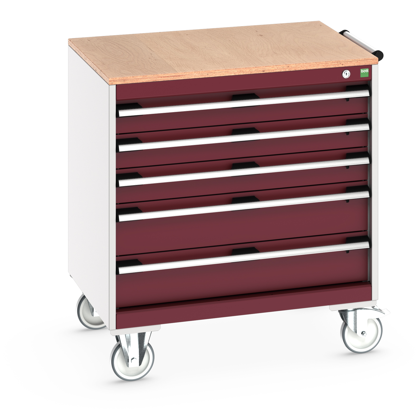 Bott Cubio Mobile Drawer Cabinet With 5 Drawers & Multiplex Worktop - 40402155.24V