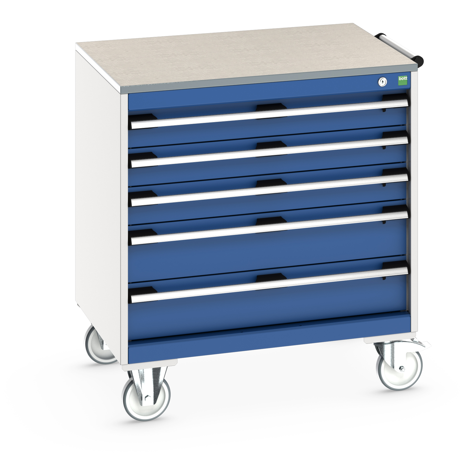 Bott Cubio Mobile Drawer Cabinet With 5 Drawers & Lino Worktop - 40402156.11V