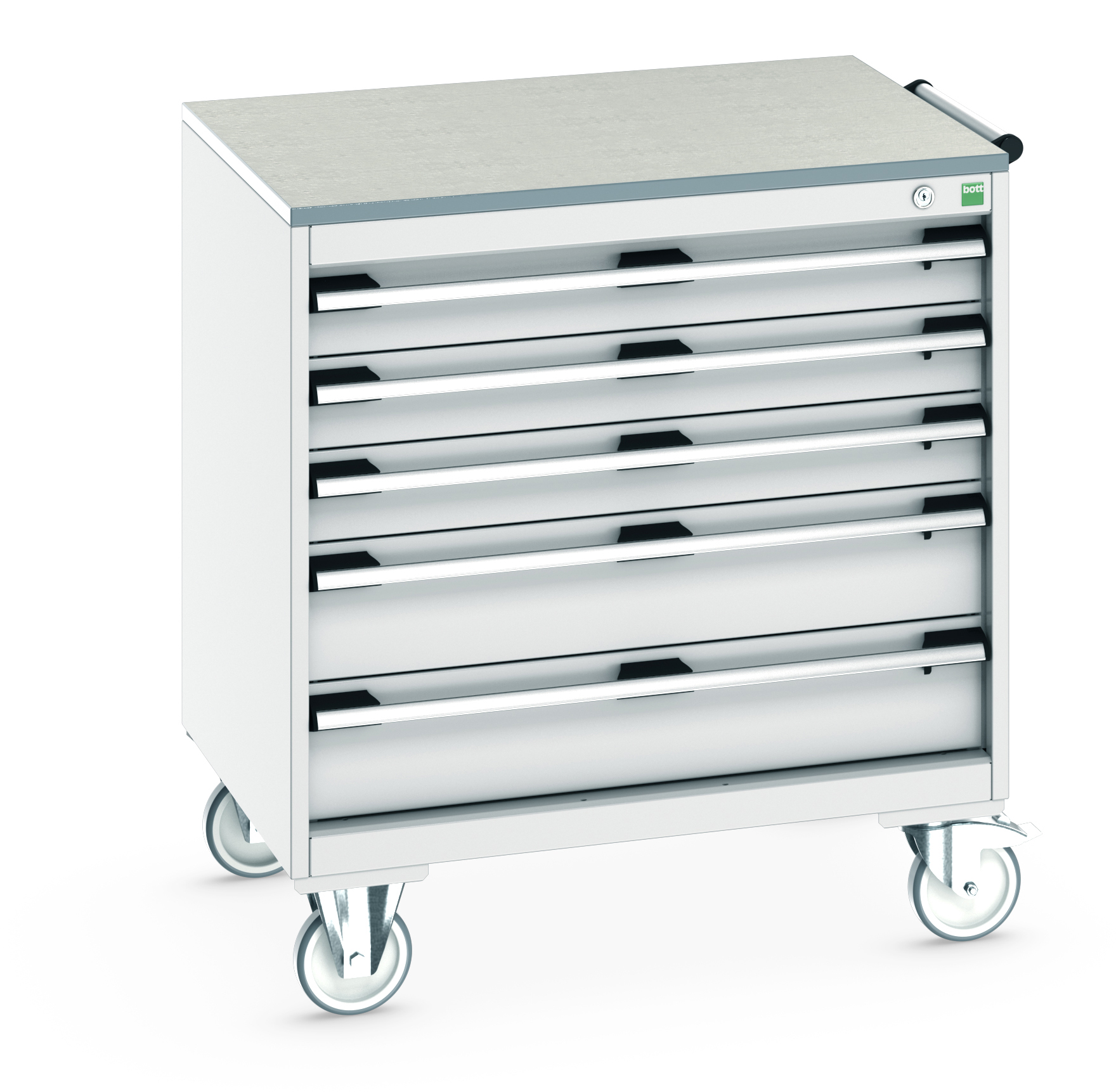 Bott Cubio Mobile Drawer Cabinet With 5 Drawers & Lino Worktop - 40402156.16V