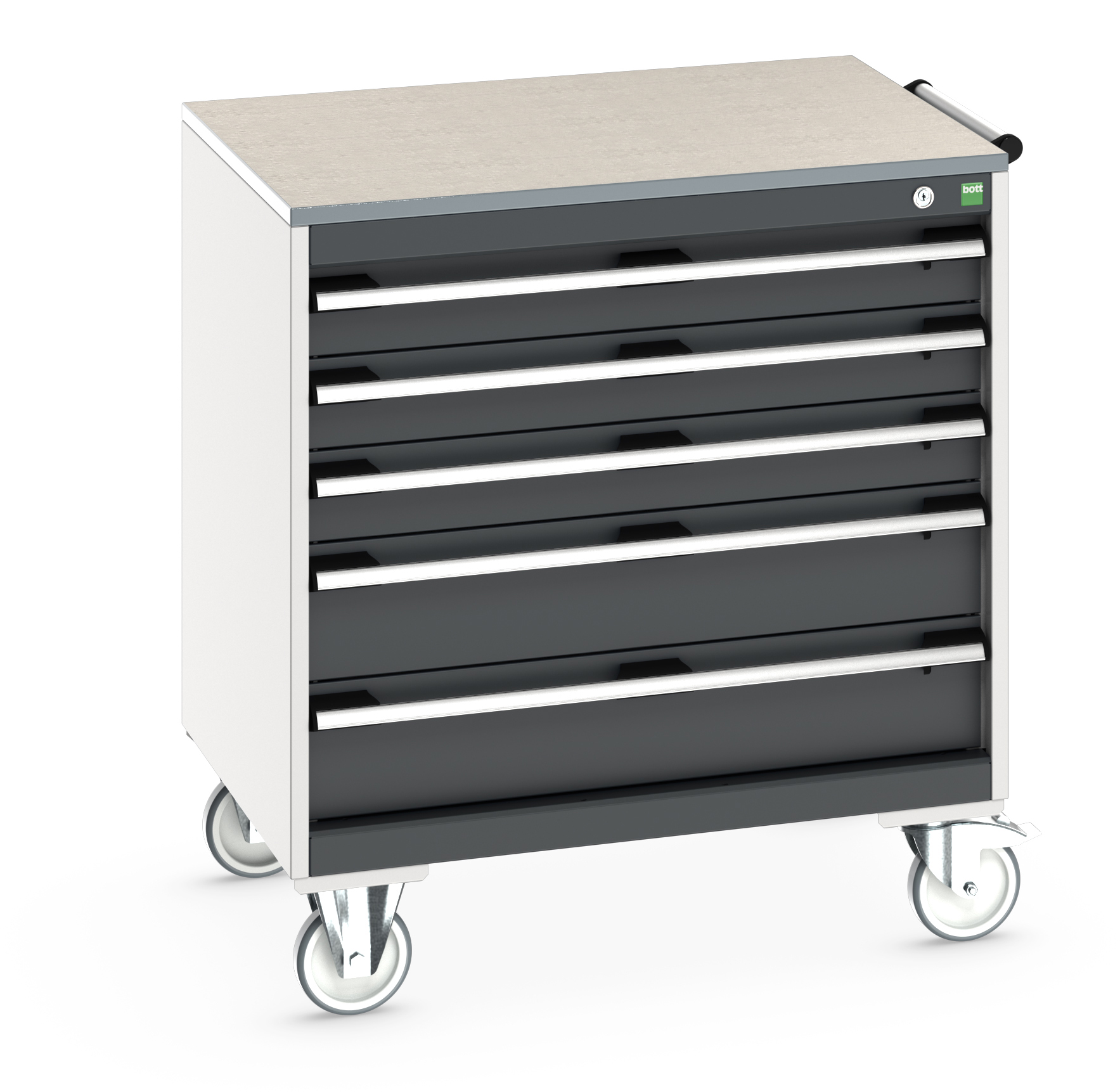 Bott Cubio Mobile Drawer Cabinet With 5 Drawers & Lino Worktop - 40402156.19V