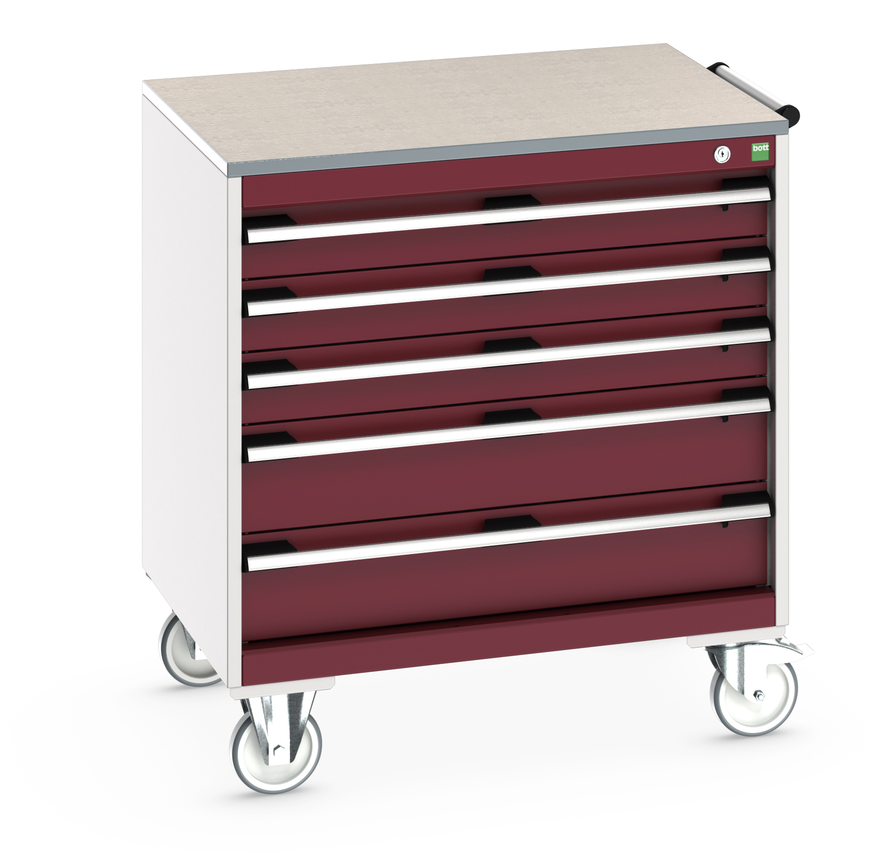 Bott Cubio Mobile Drawer Cabinet With 5 Drawers & Lino Worktop - 40402156.24V